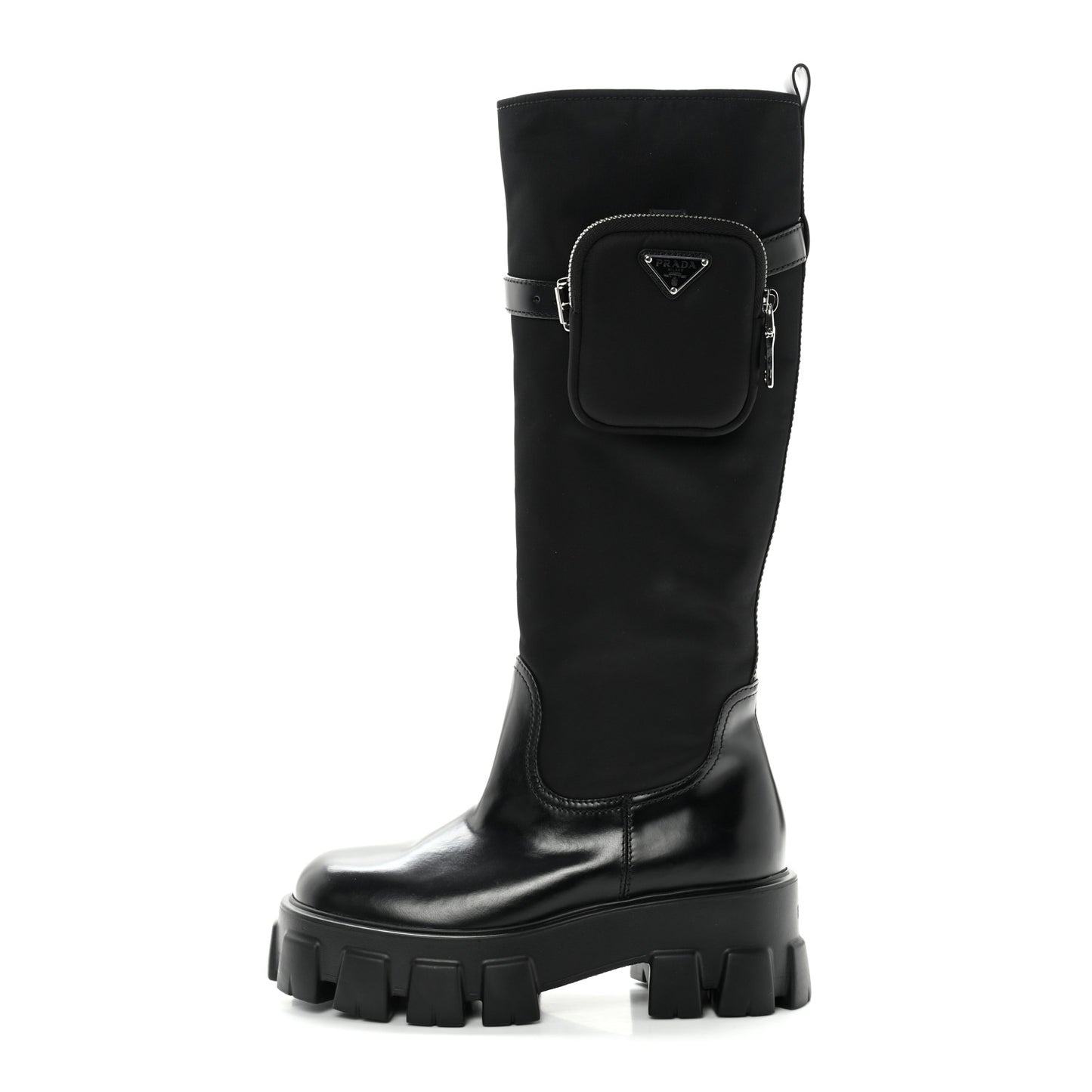 Spazzolato Rois Re-Nylon Metal Triangle Logo Monolith Pouch Pocket 55mm Tall Boots 37 Black