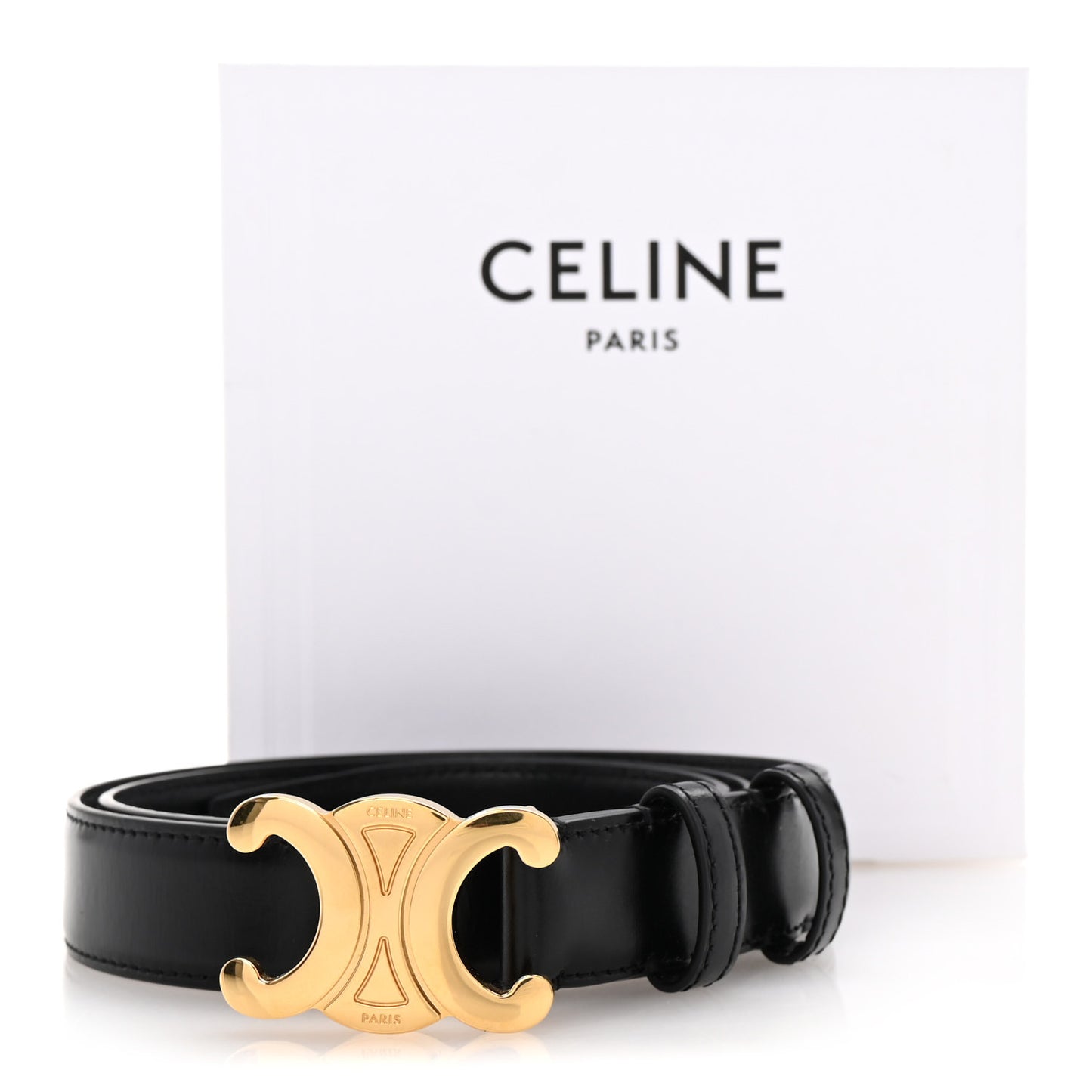 Taurillon Calfskin Medium Triomphe Belt 80 32 Black