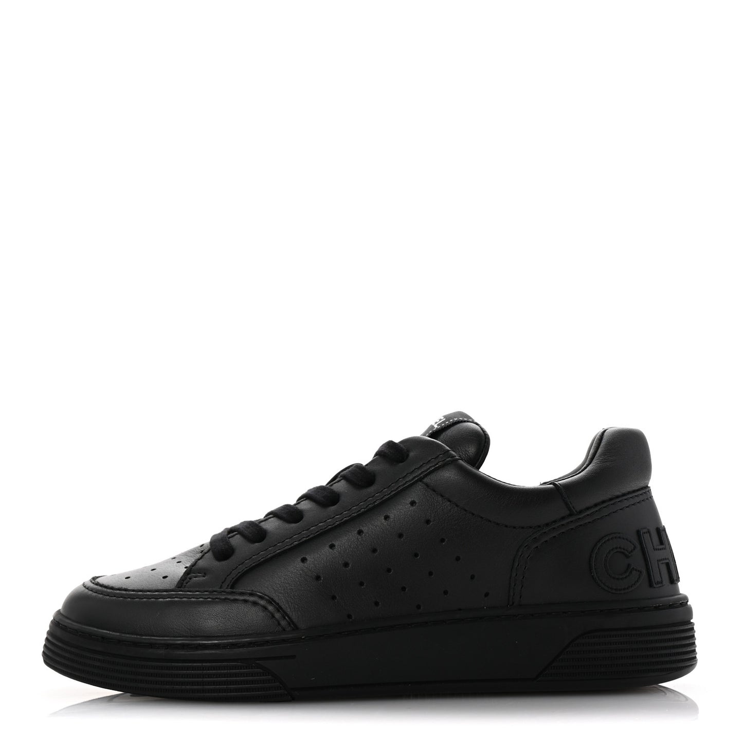 Calfskin Womens Logo Sneakers 38.5 Black