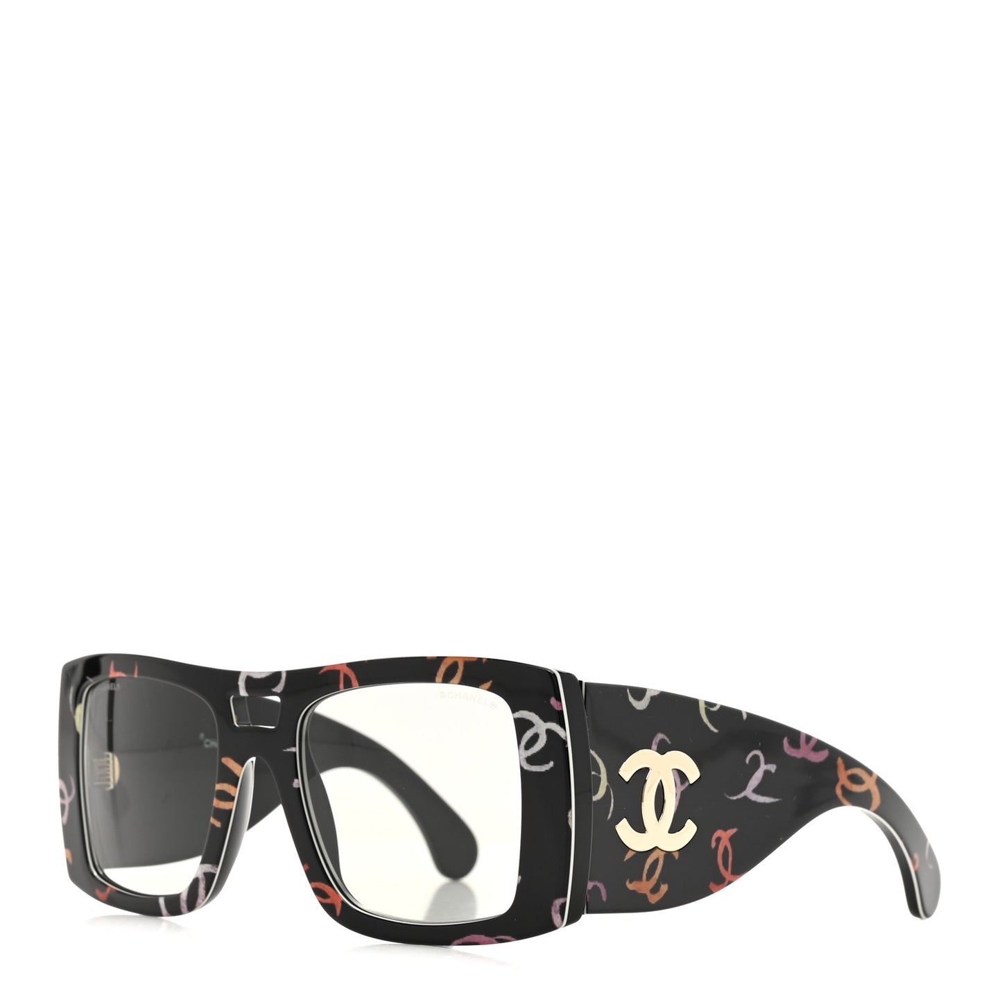 Acetate CC Logo Square Sunglasses 71628 Black Multicolor