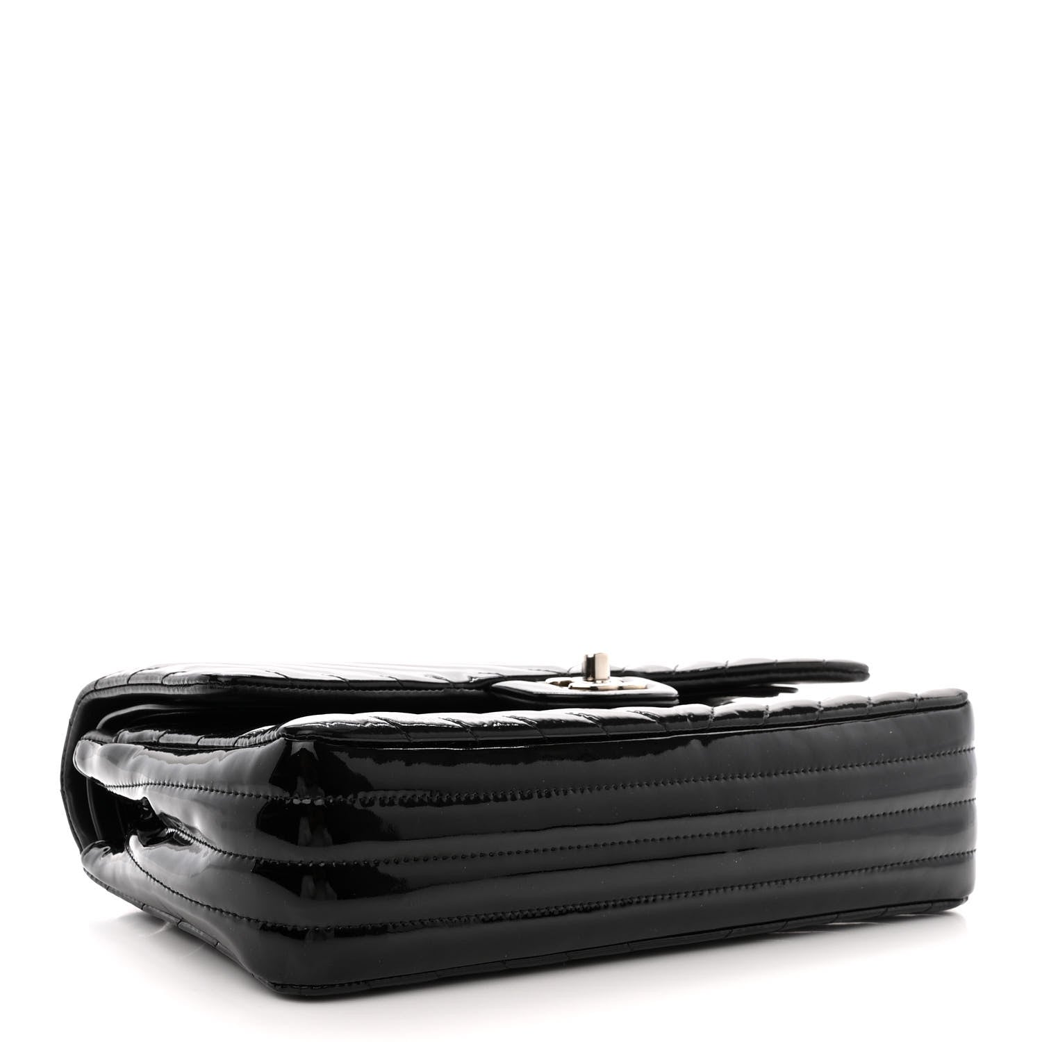 Chanel Patent Calfskin Chevron Quilted Small Double Flap Black 4 of 12