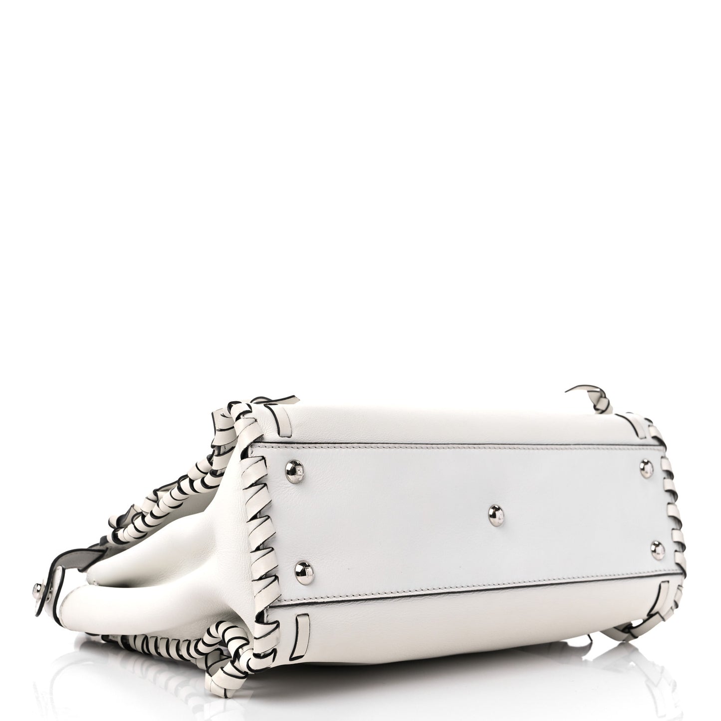 Vitello Seta Century Nappa Whipstitch Medium Peekaboo Iconic Satchel White