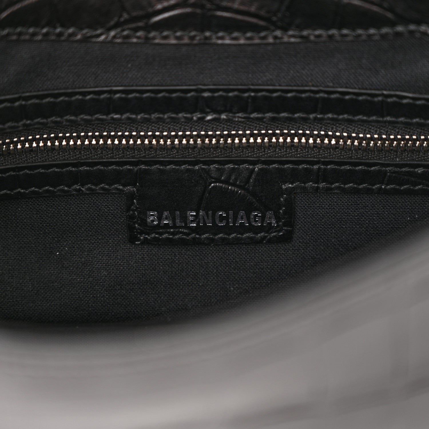 Balenciaga Calfskin Crocodile Embossed Small Lindsay Shoulder Bag Black 6 of 11