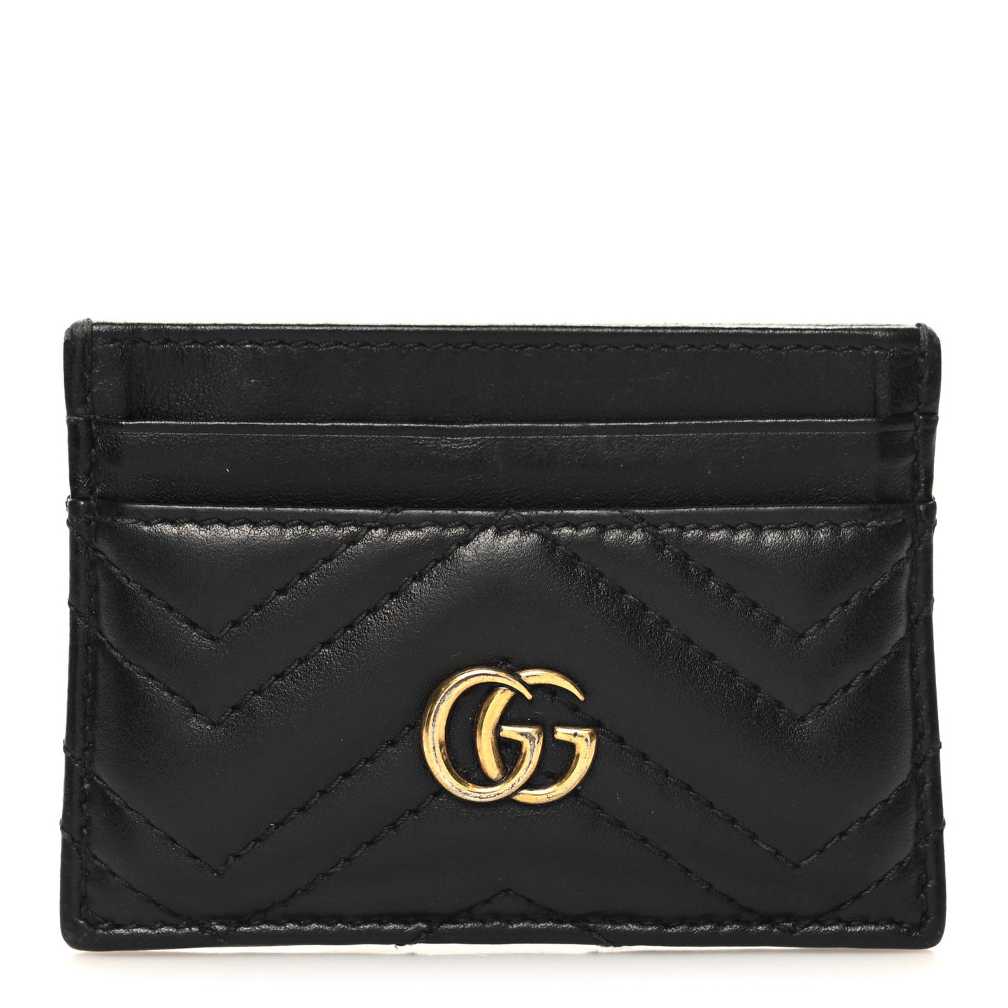 Calfskin Matelasse GG Marmont Card Holder Black