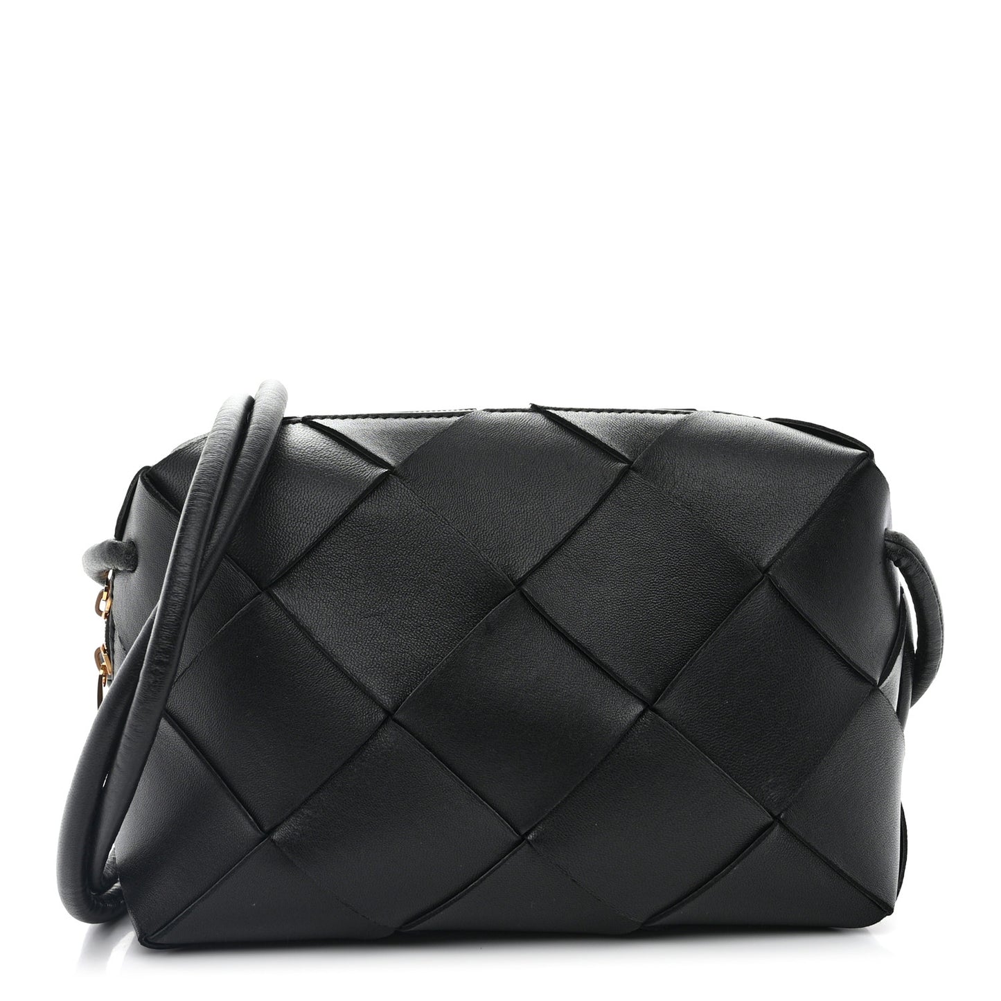 Lambskin Maxi Intrecciato Small Cassette Camera Bag Black
