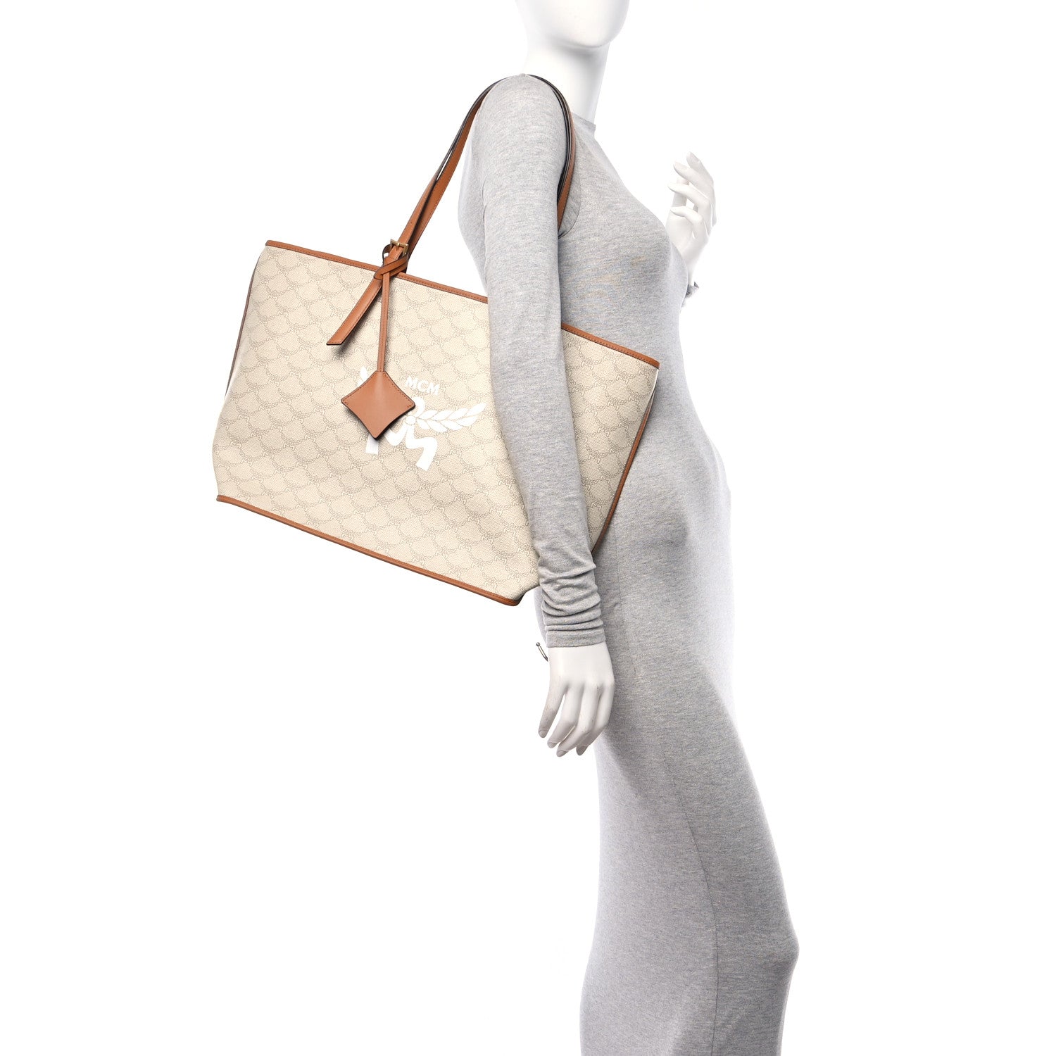 MCM Lauretos Nappa Medium Himmel Shopper Tote Oatmeal 2 of 9
