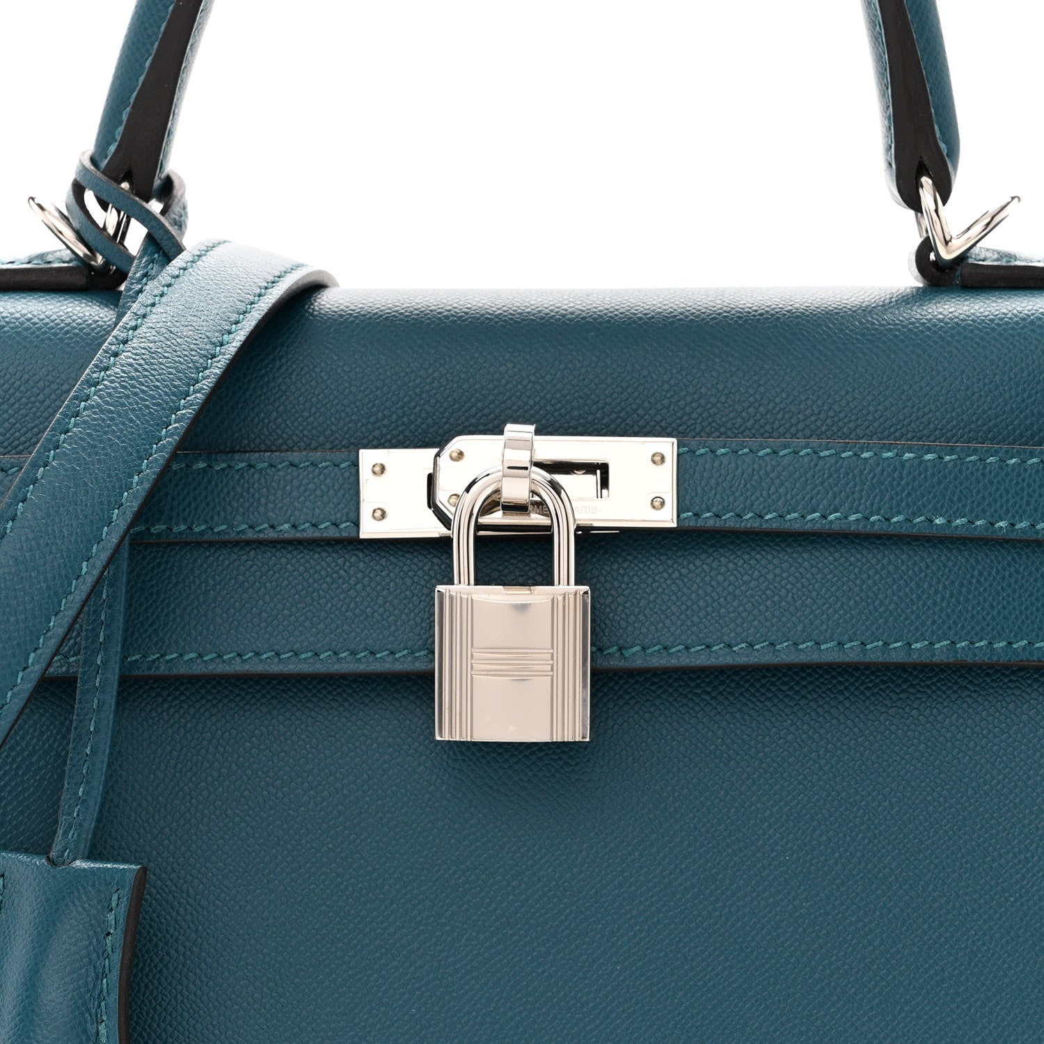 Hermes Madame Calfskin Verso Kelly Sellier 25 Vert Bosphore Sienne 8 of 12