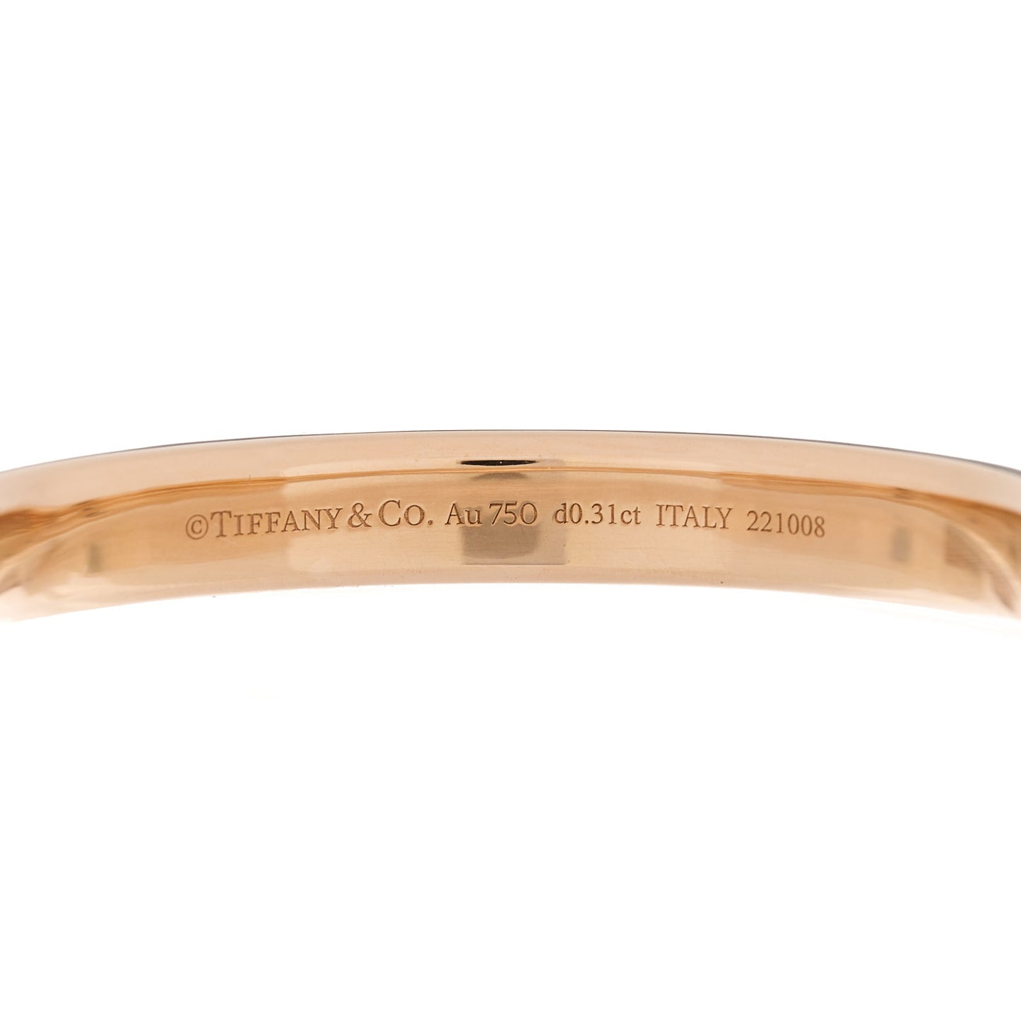 18K Rose Gold Diamond Tiffany Lock Bangle Bracelet