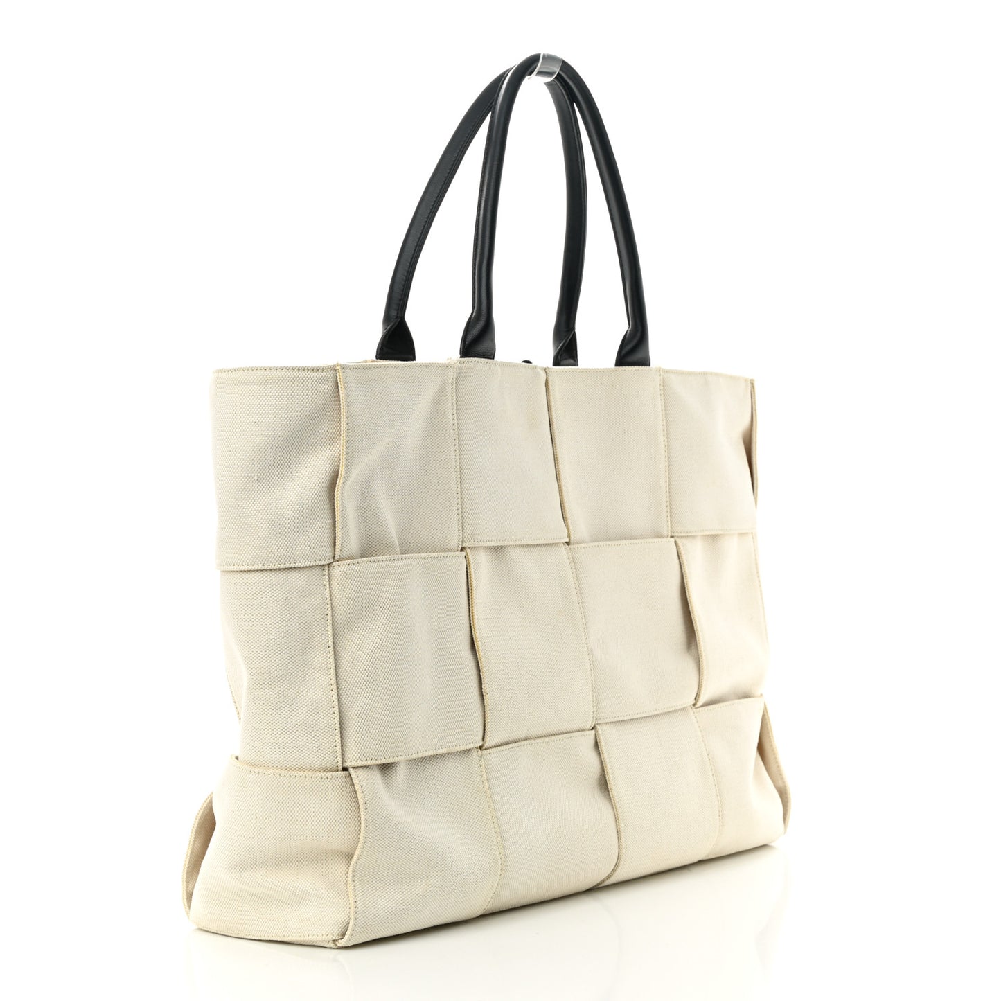 Canvas Intrecciato Large Arco Tote Beige Black
