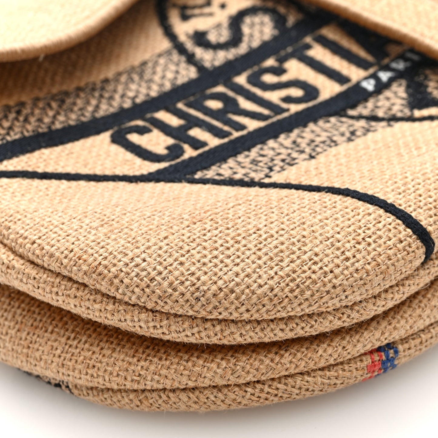 Canvas Jute Embroidered Saddle Bag Black Beige