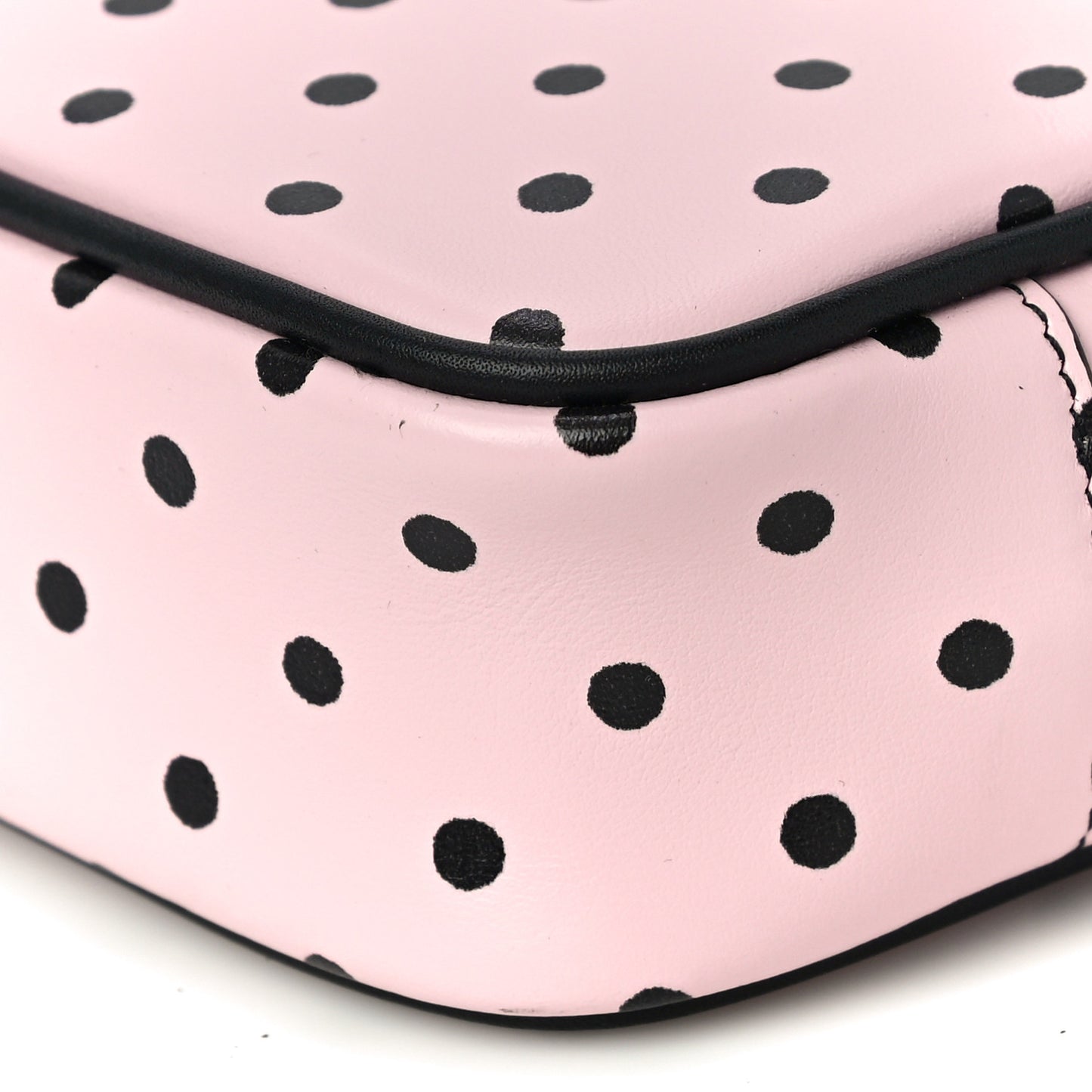 Calfskin Printed Polka Dot Mini Lou Camera Bag Pink Black