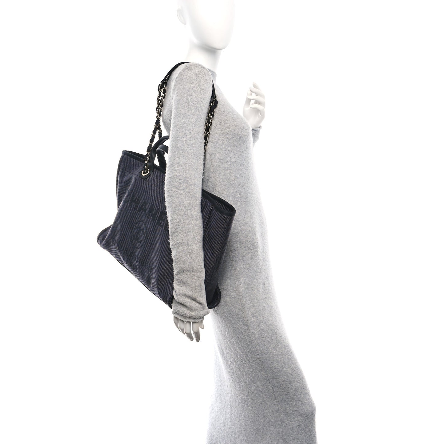 Woven Straw Raffia Large Deauville Tote  Black