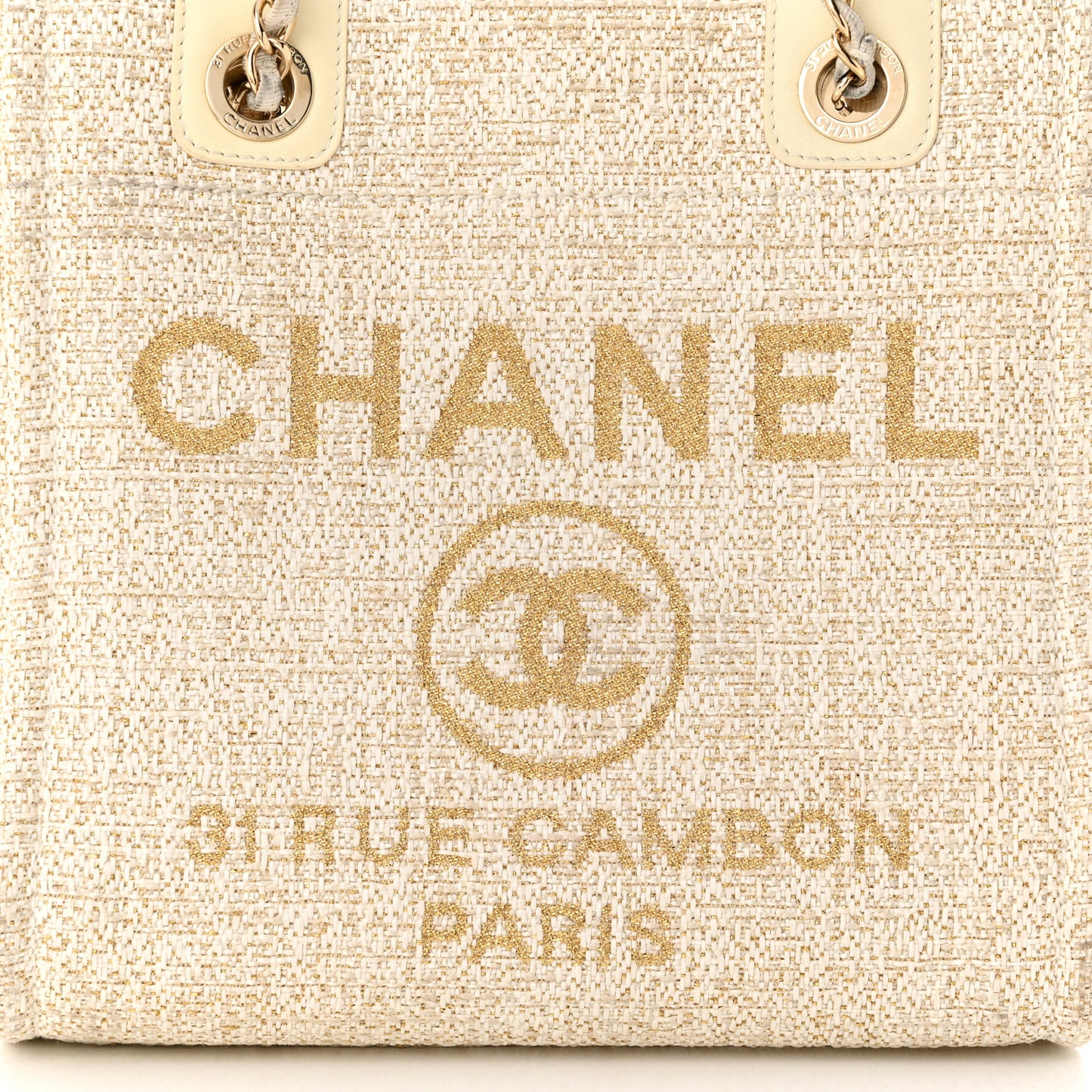 Lurex Boucle Mini Deauville Tote White