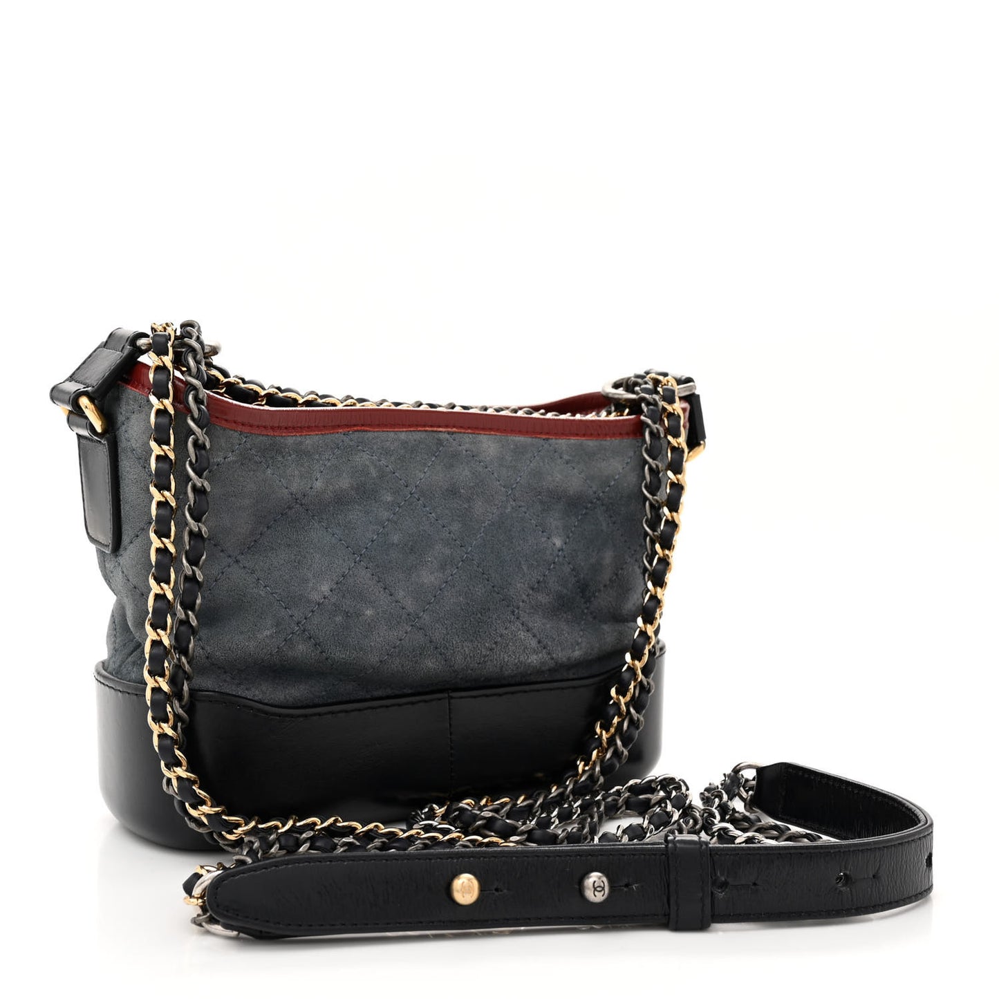 Suede Calfskin Quilted Small Gabrielle Hobo Blue