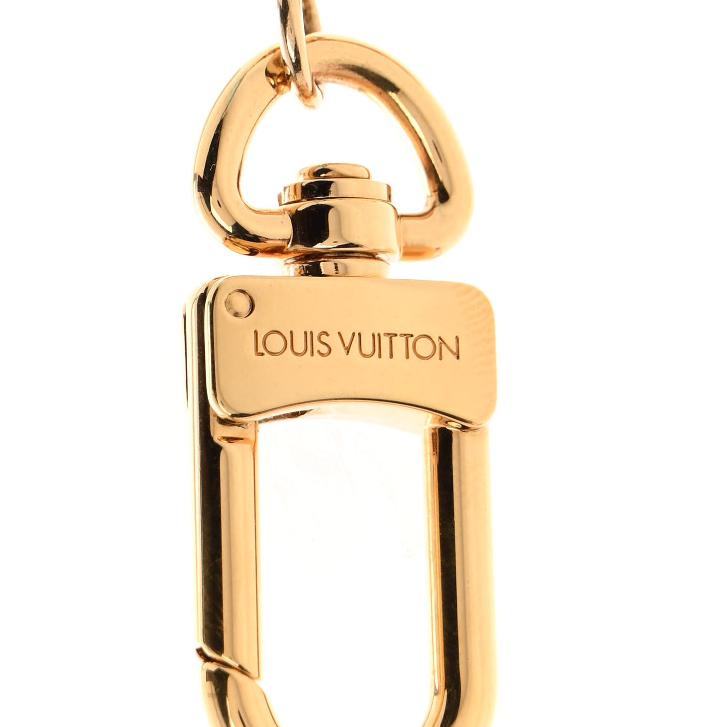 Brass Enamel Fleur De Monogram Bag Charm Chain Gold