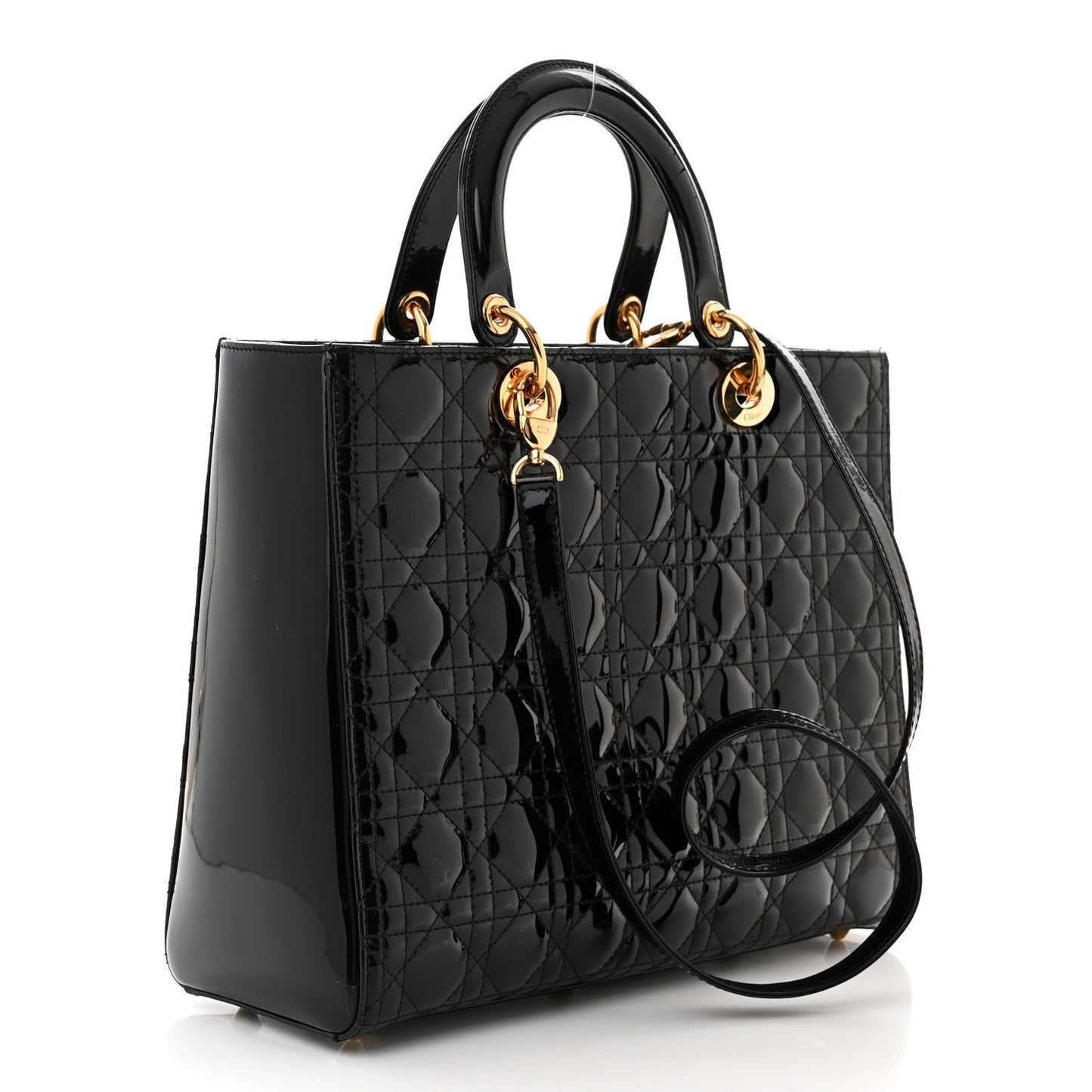 Patent Cannage Large Lady Dior Black