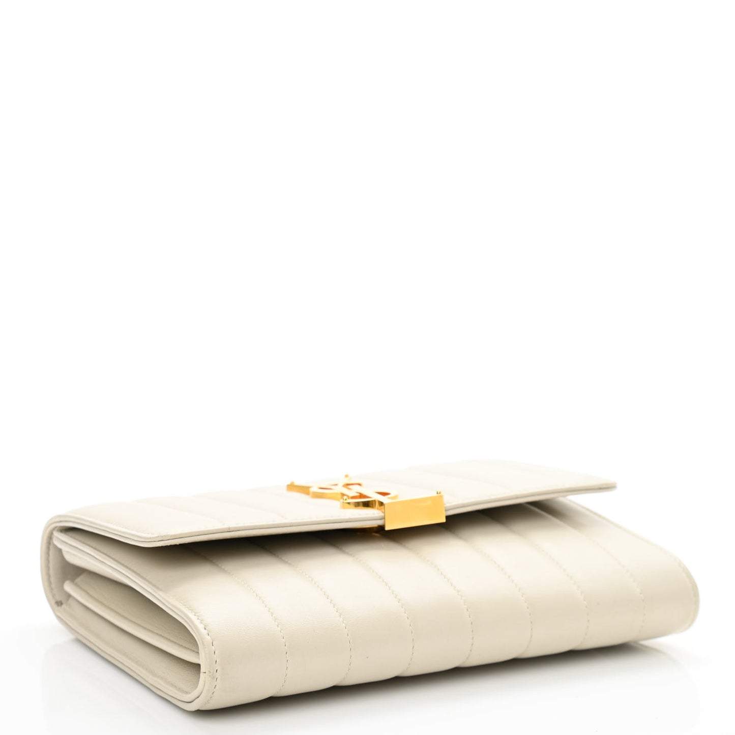 Lambskin Matelasse Monogram Vicky Chain Wallet Off White