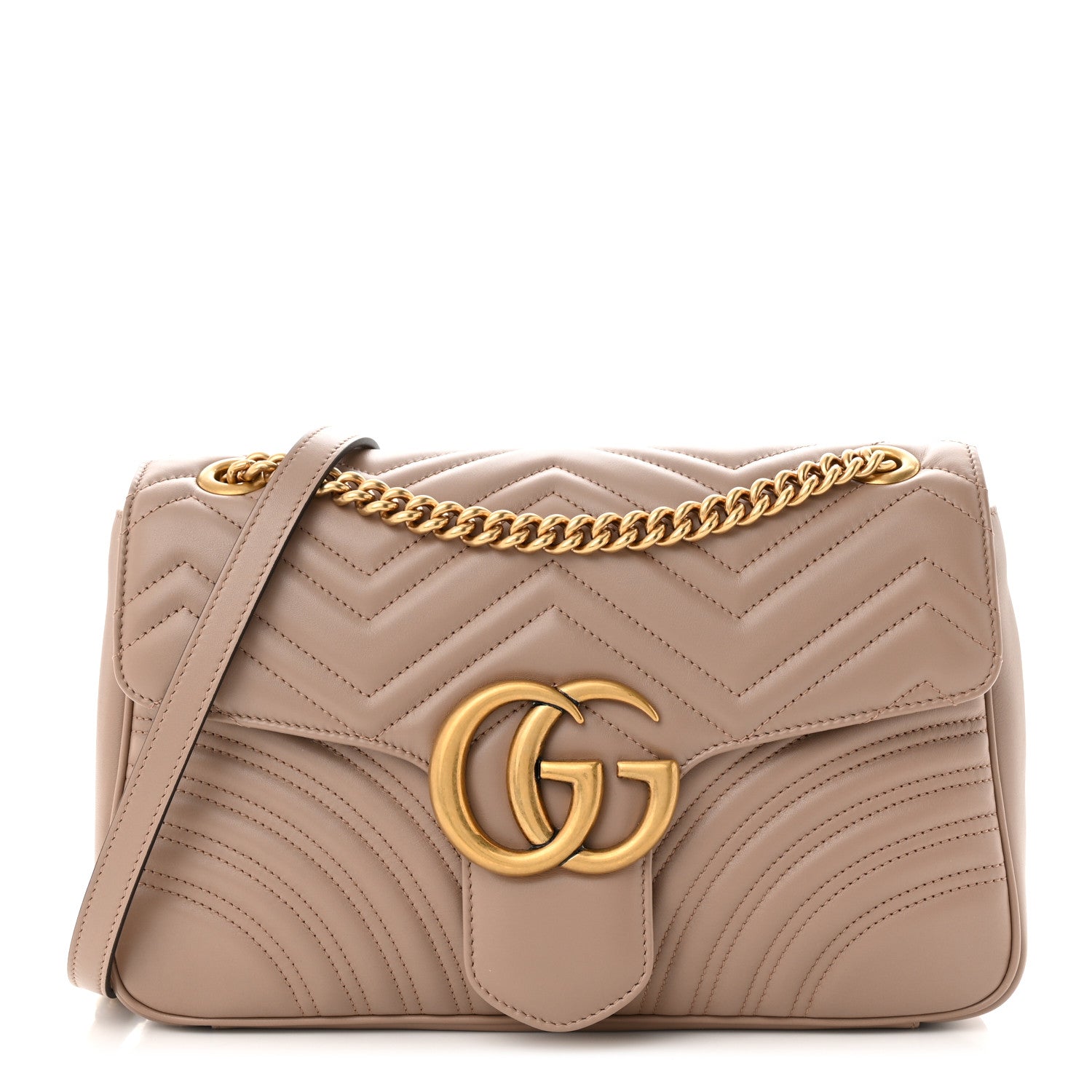 Gucci Calfskin Matelasse Medium GG Marmont Shoulder Bag Porcelain Rose 1 of 10