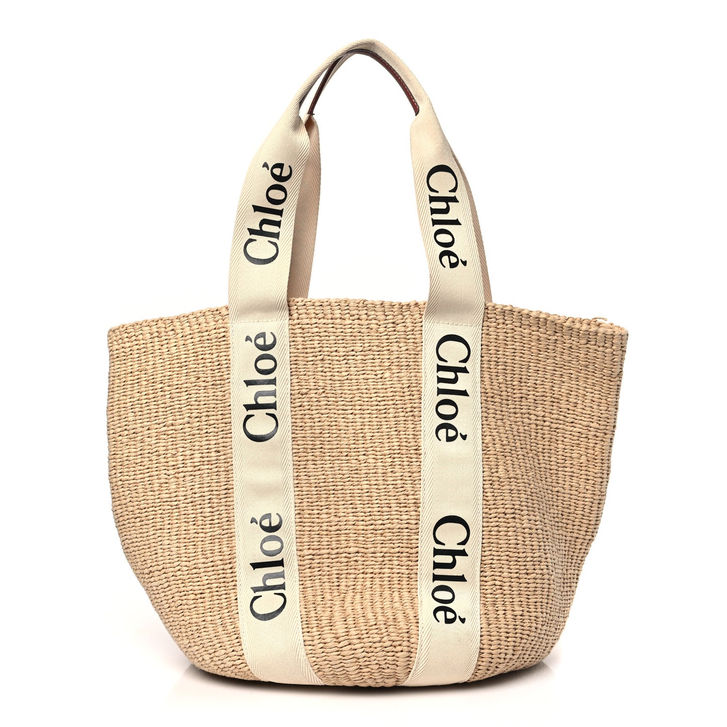Raffia Large Woody Basket Bag White