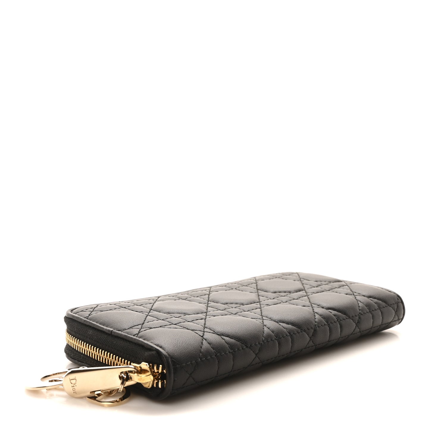 Lambskin Cannage Lady Dior Voyageur Wallet Black
