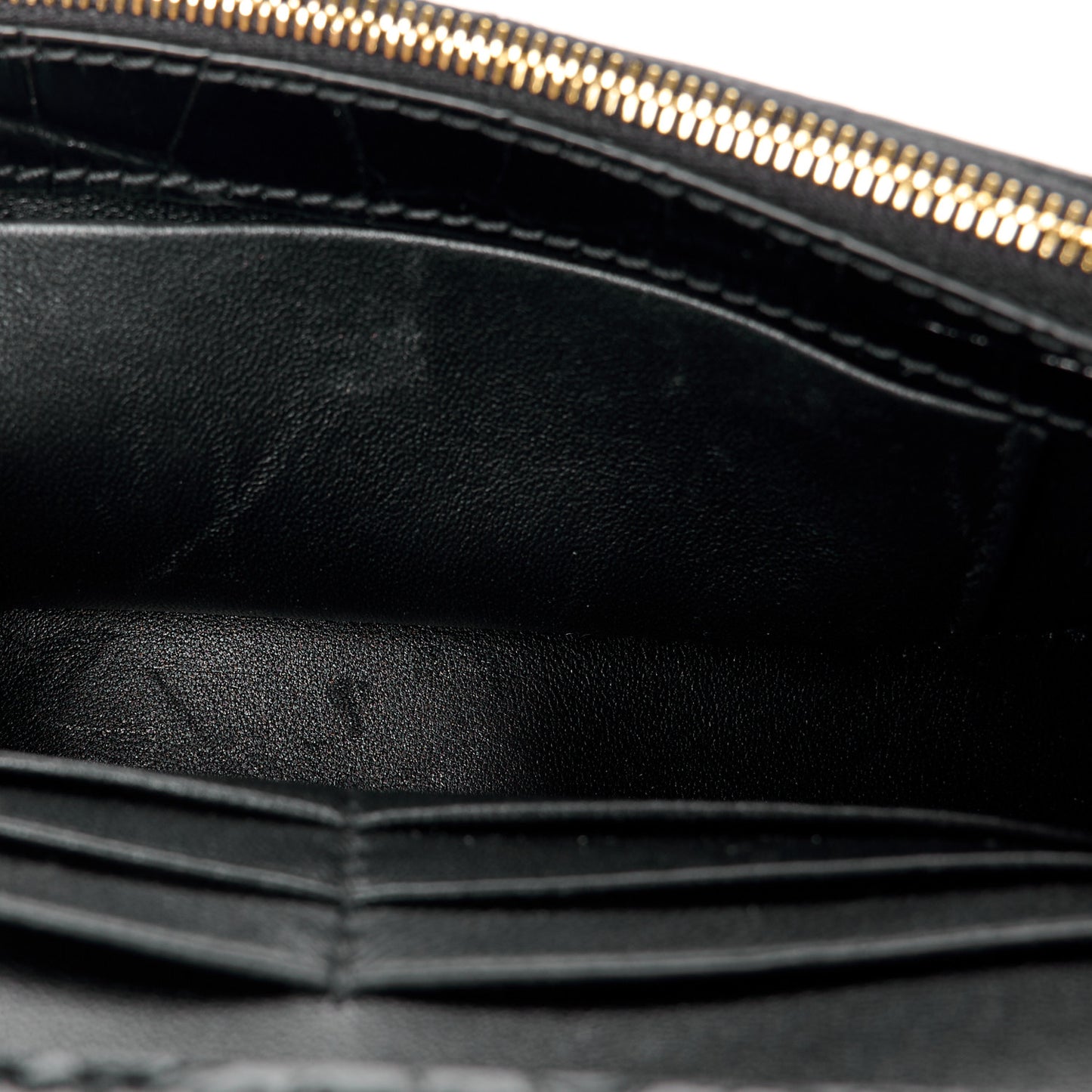 Shiny Calfskin Crocodile Embossed Hourglass Chain Bag Black