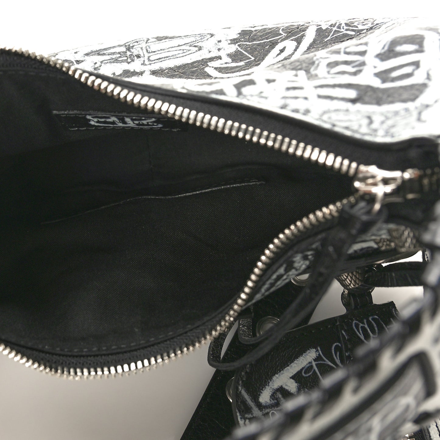 Smooth Calfskin Suede Medium Reversible Monogram Kate Satchel Black