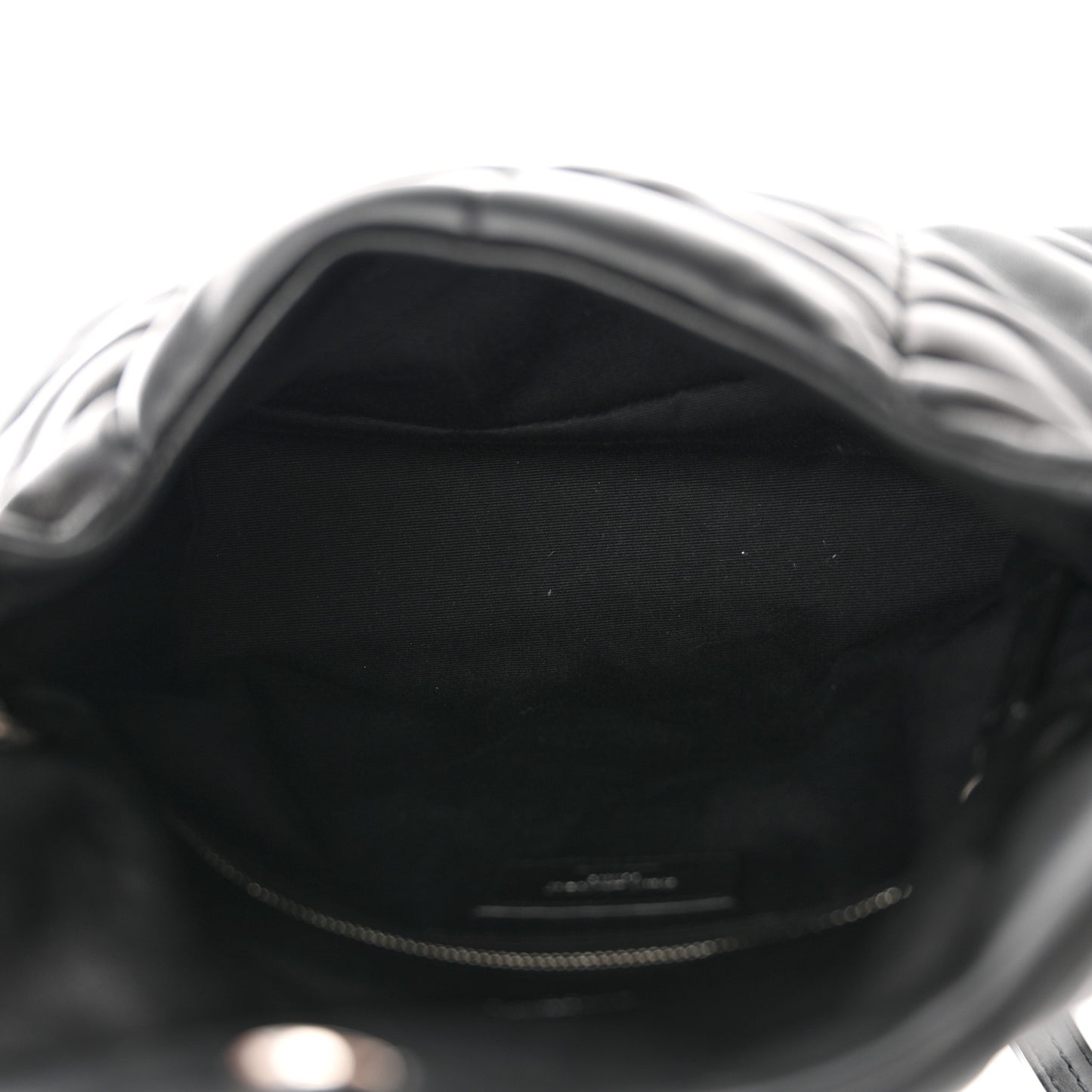 Lambskin Quilted Small Loulou Puffer Monogram Chain Satchel Black