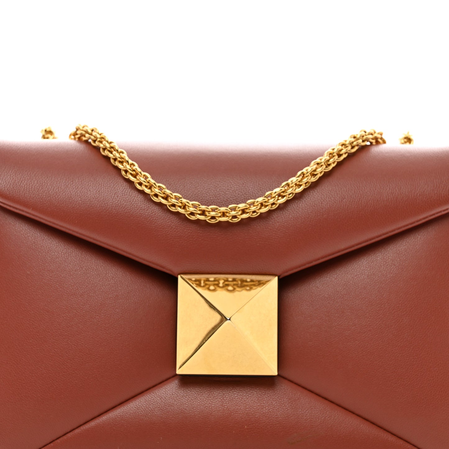 Nappa One Stud Chain Clutch Gingerbread