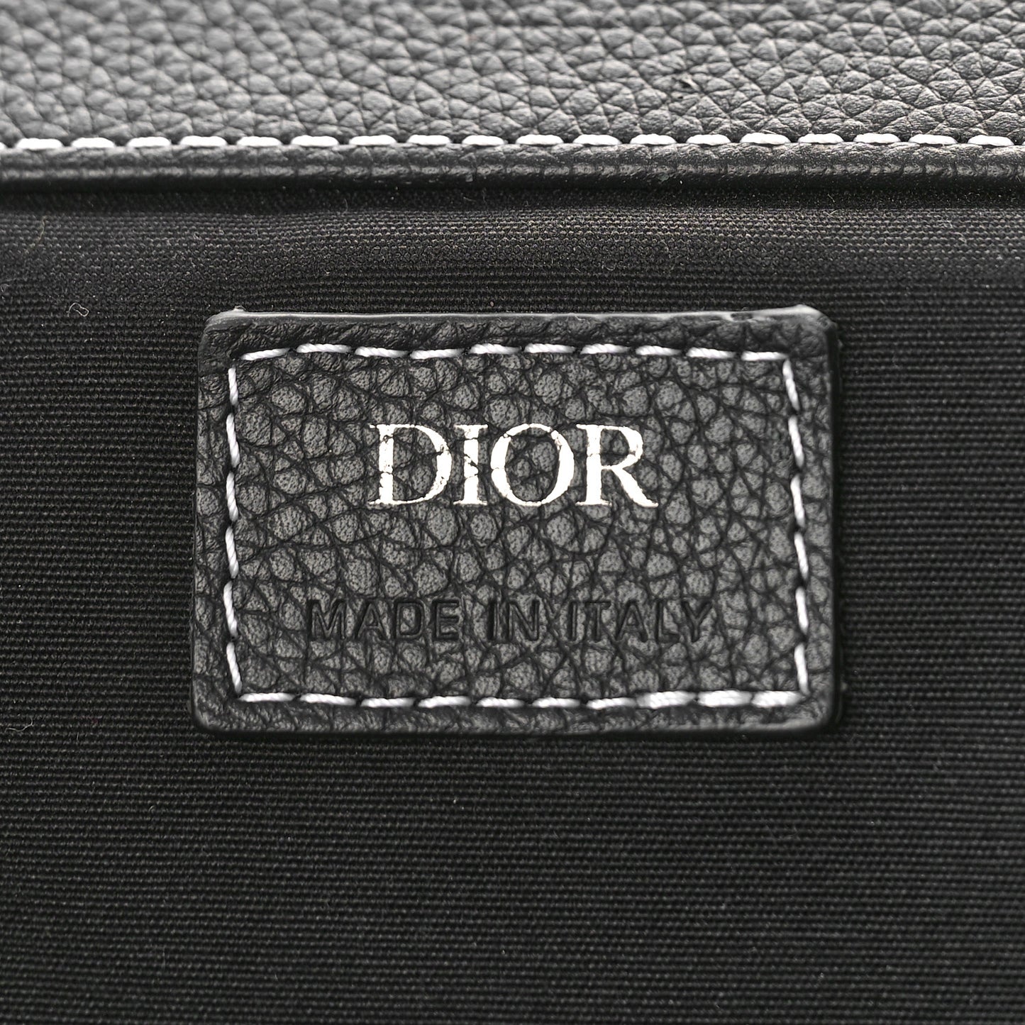 Grained Calfskin Saddle Drawstring Backpack Black