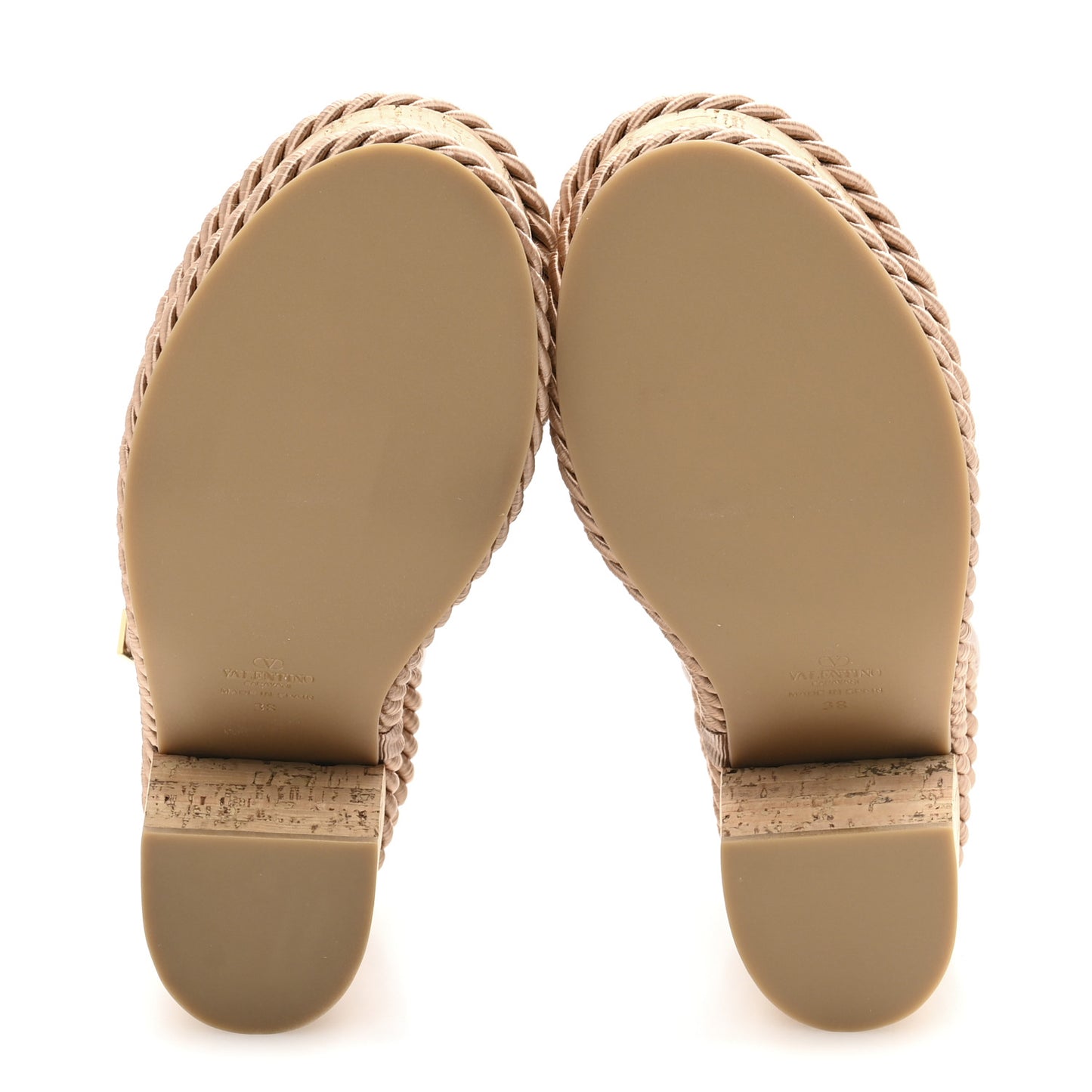 Calfskin VLogo Summerblocks Platform Wedge Sandals 38 Rose Cannelle