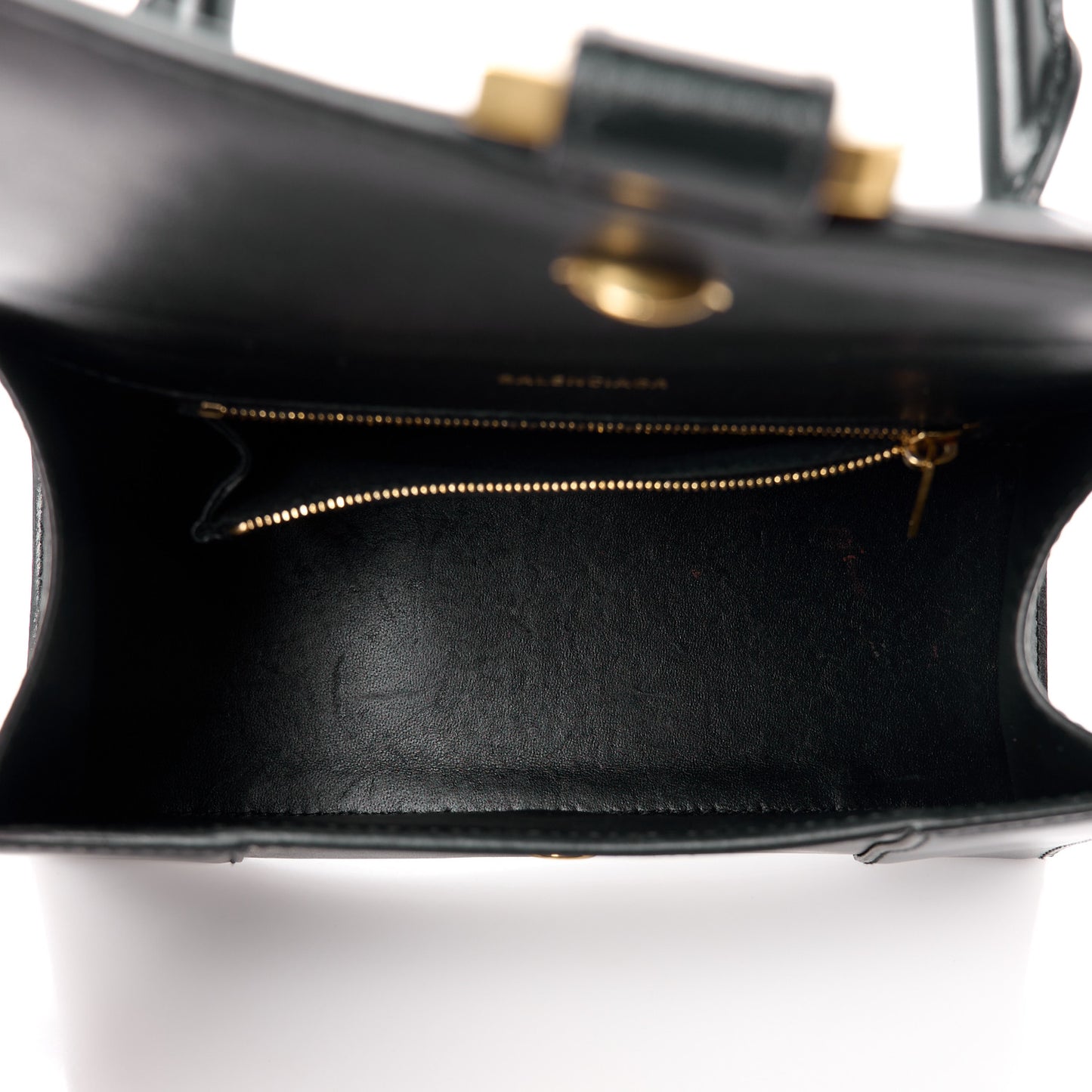 Shiny Box Calfskin Small Hourglass Top Handle Bag Black