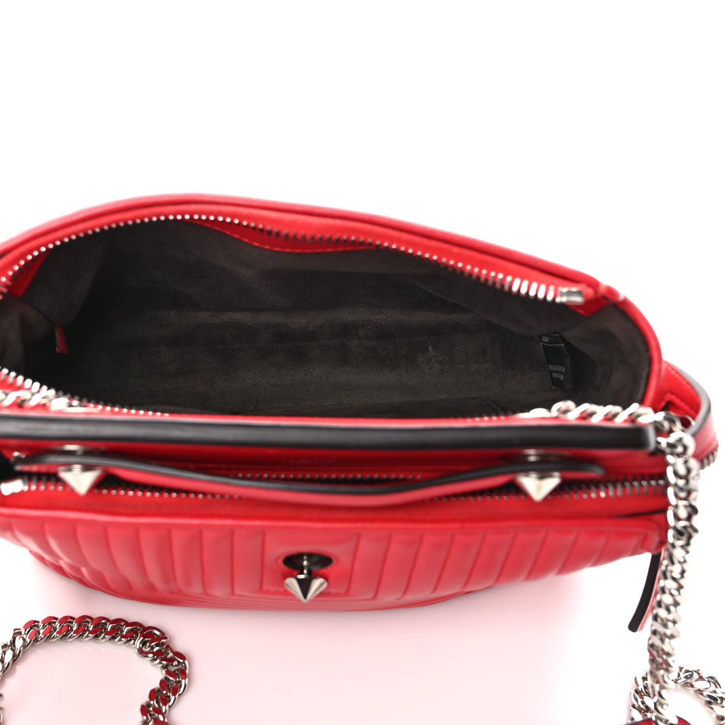 Shiny Nappa Trapuntata Small DotCom Click Chain Satchel Rojo