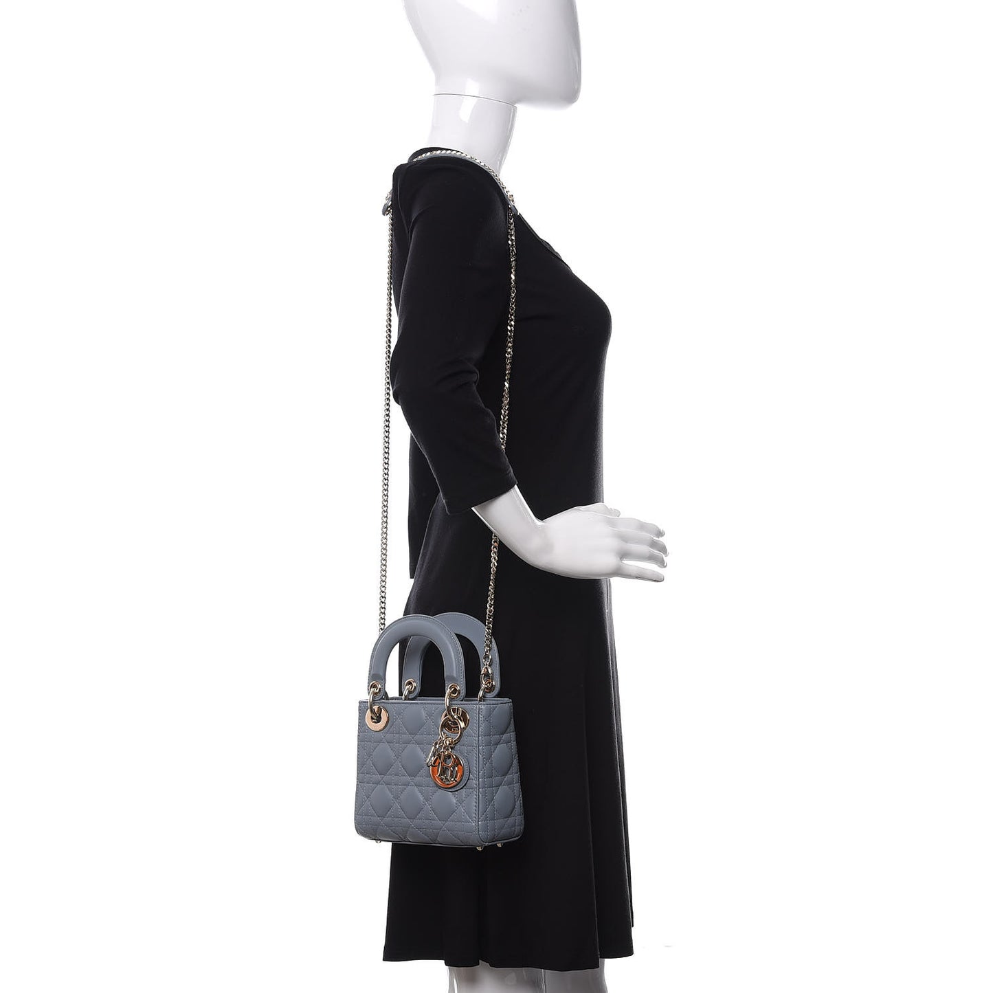 Lambskin Cannage Mini Lady Dior Cloud Blue