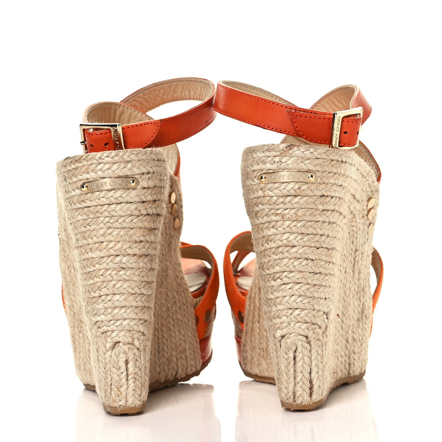 Suede Calfskin Perry Espadrille Wedges 38 Orange