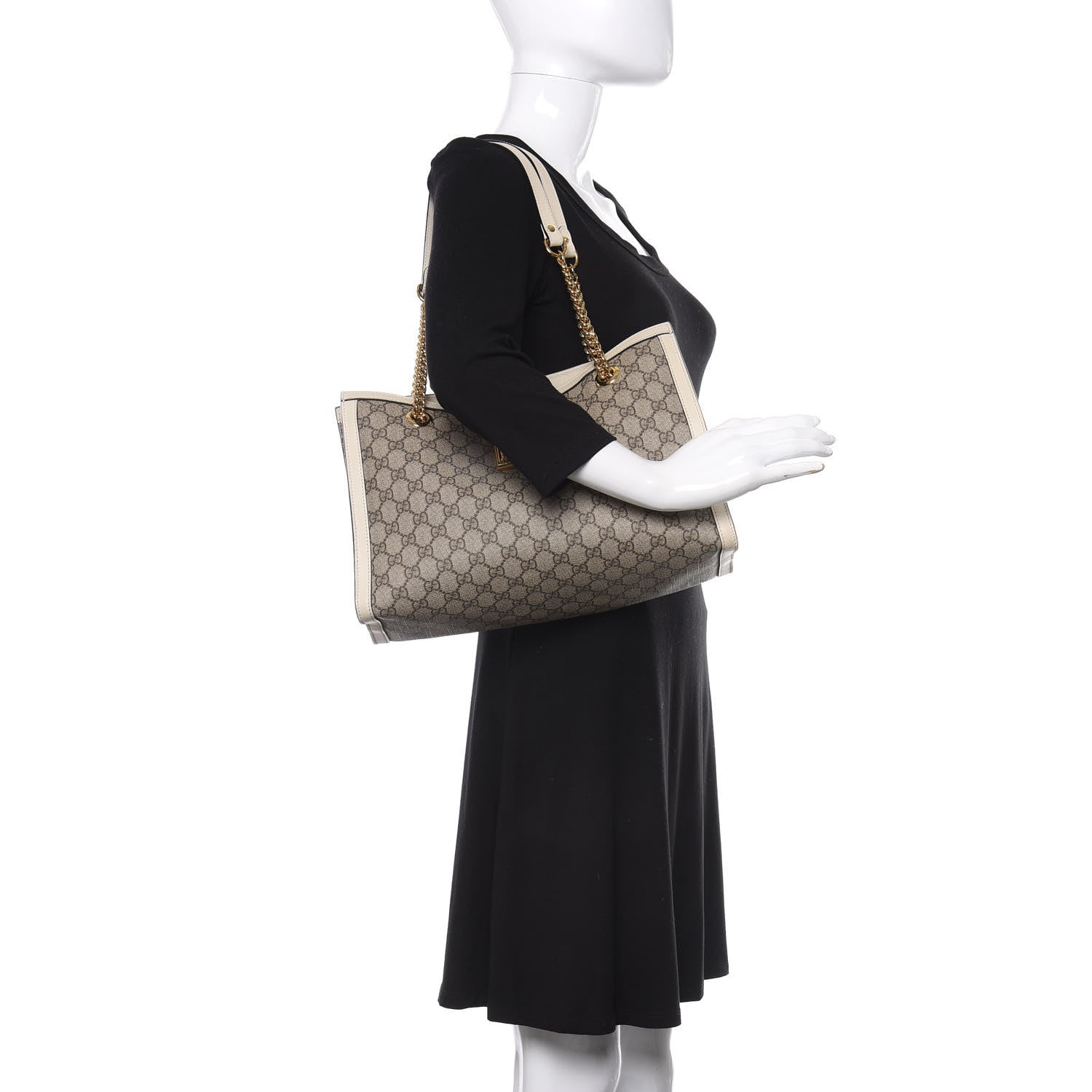 Gucci GG Supreme Monogram Medium Padlock Tote White 2 of 13