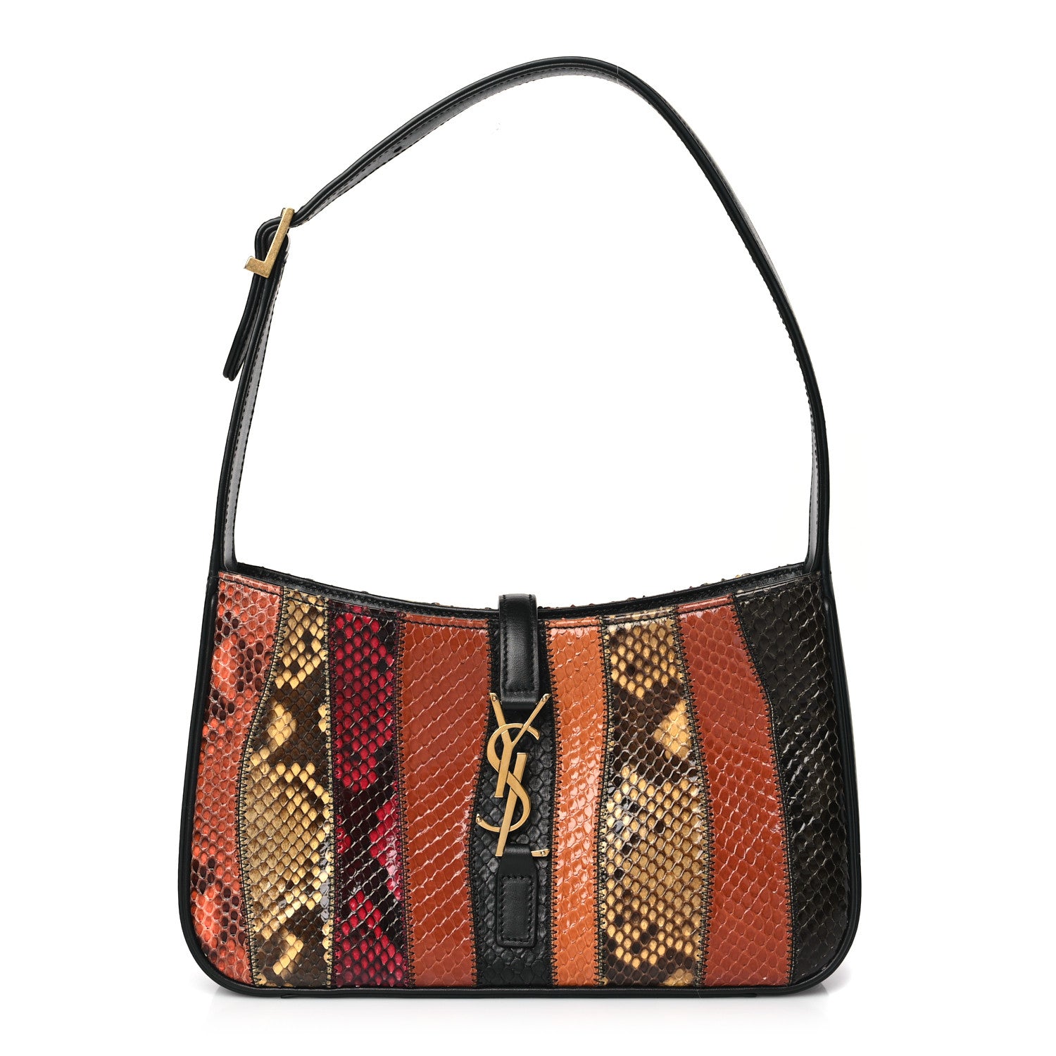 Saint Laurent Snakeskin Patchwork Le 5 A 7 Hobo Brown 1511382