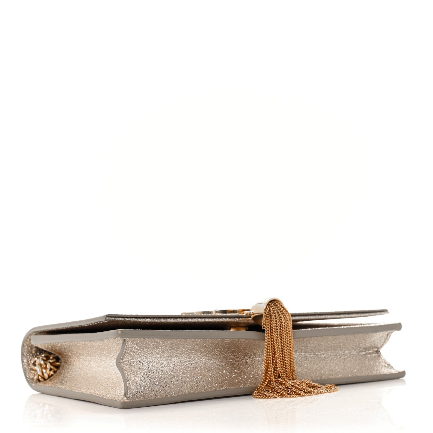 Metallic Calfskin Kate Monogram Tassel Chain Wallet Gold
