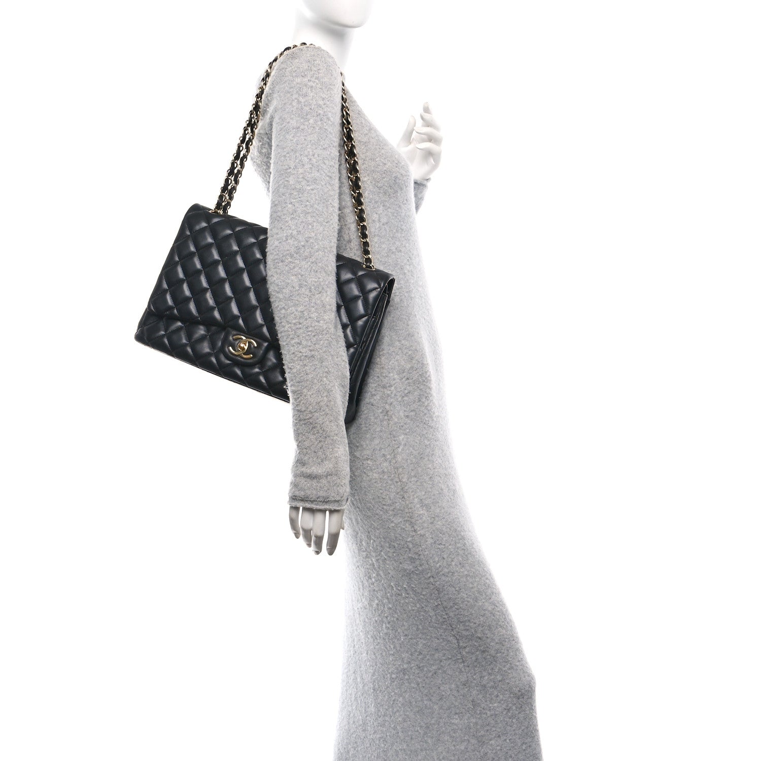 Chanel Lambskin Quilted Maxi Double Flap Black 2 of 13