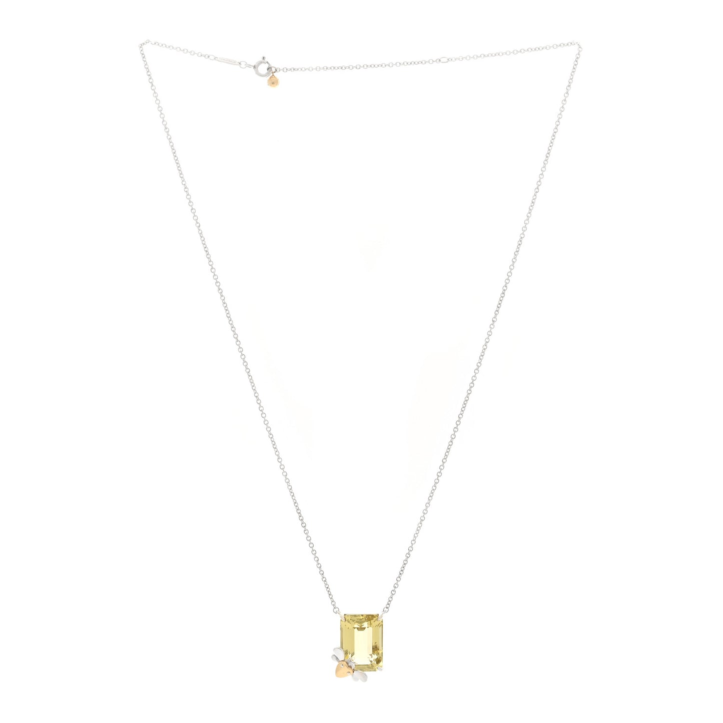 Sterling Silver 18K Rose Gold Yellow Quartz Return to Tiffany Love Bugs Ladybug Necklace