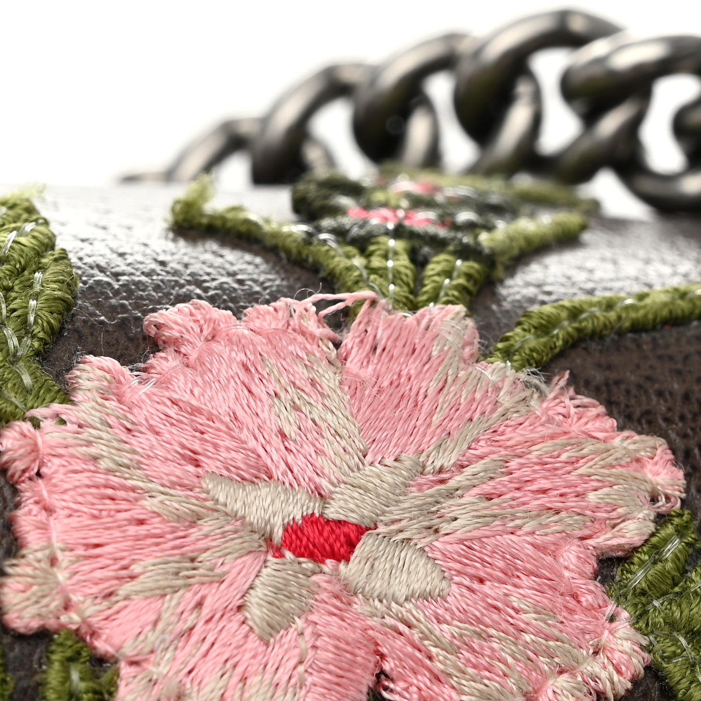 Calfskin Web Floral Embroidered Medium Dionysus Shoulder Bag New Acero