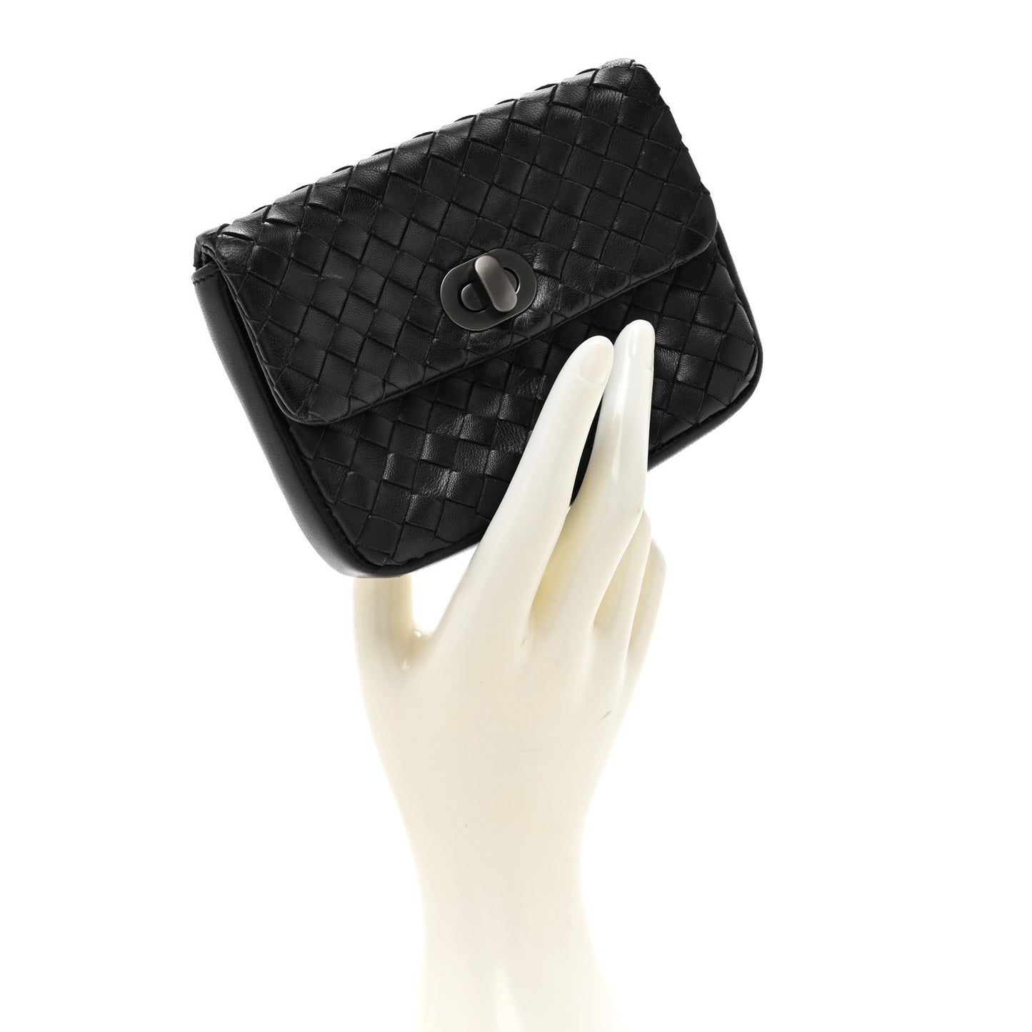 Nappa Intrecciato Turnlock Coin Pouch Black