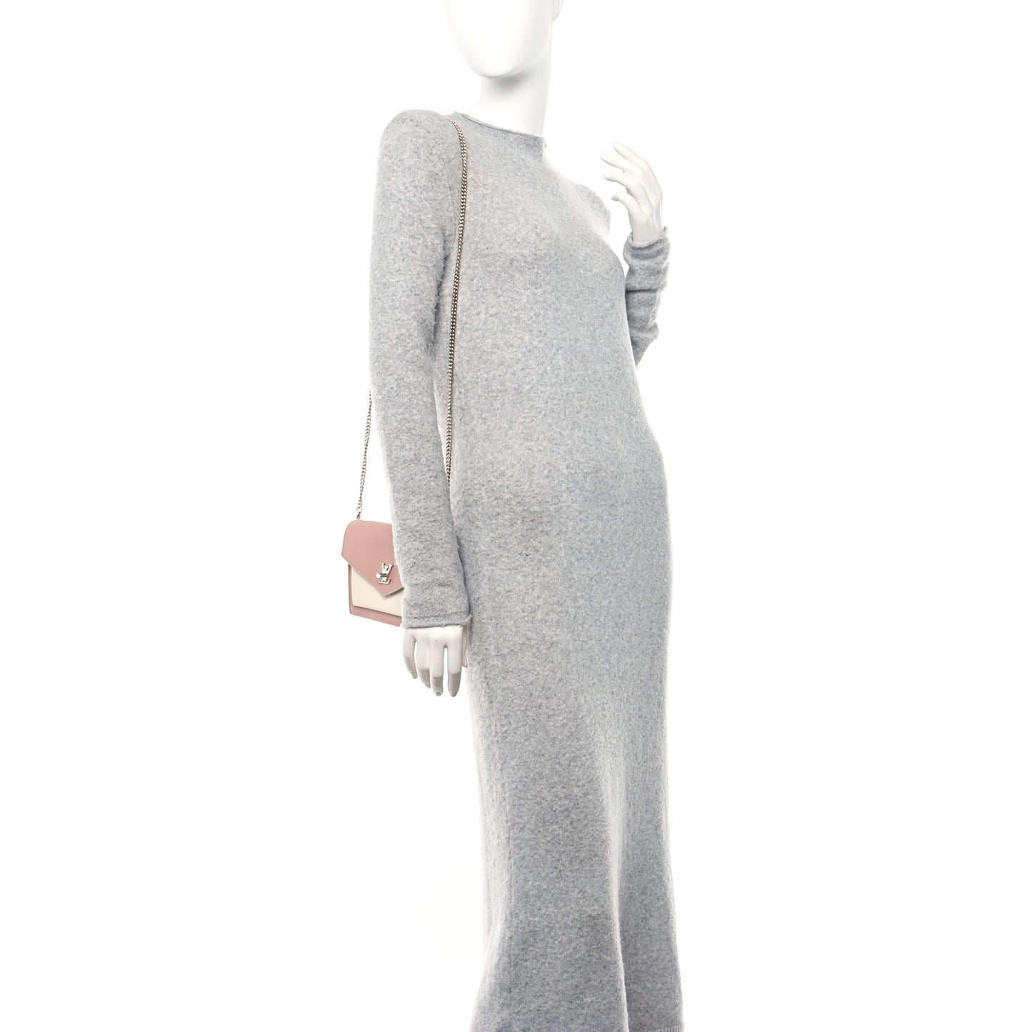 Calfskin My Lockme Chain Pochette Rose Ballet White