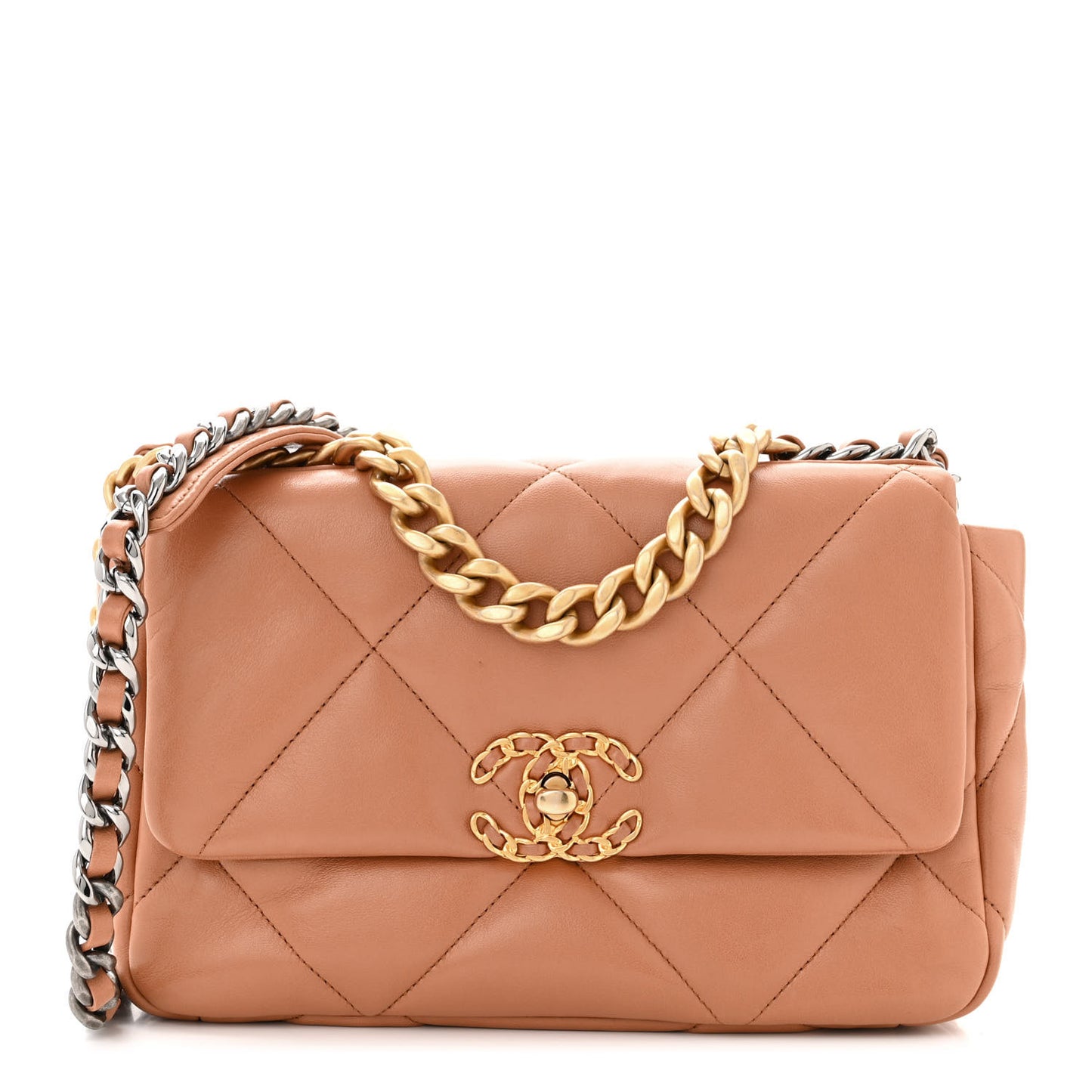 Lambskin Quilted Medium Chanel 19 Flap Brown