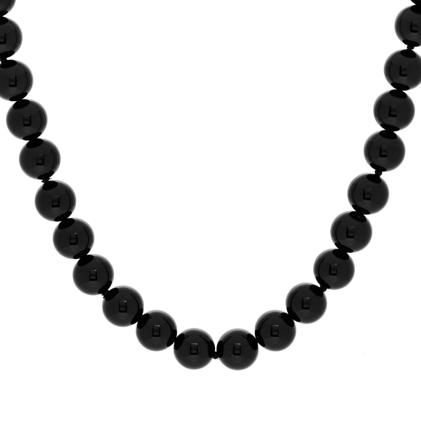 Sterling Silver Black Onyx 10mm Bead Necklace