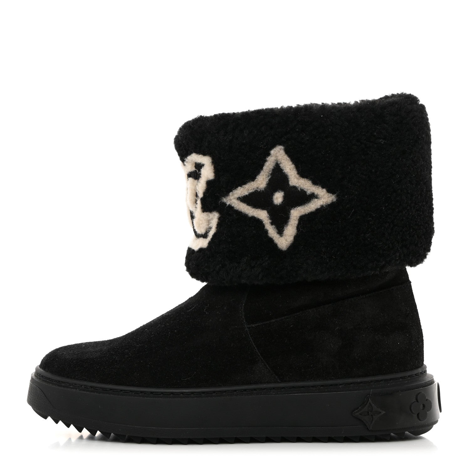 Louis Vuitton Suede Calfskin Shearling Snowdrop Flat Ankle Boot 36 Black 1 of 10