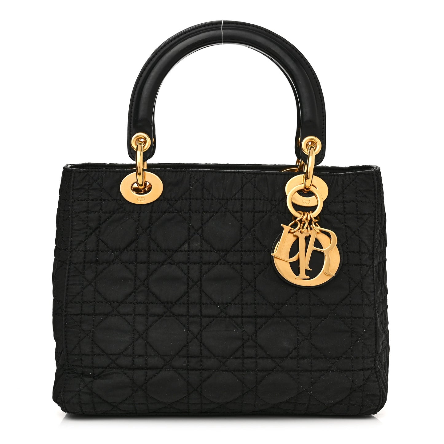 Nylon Cannage Medium Lady Dior Black