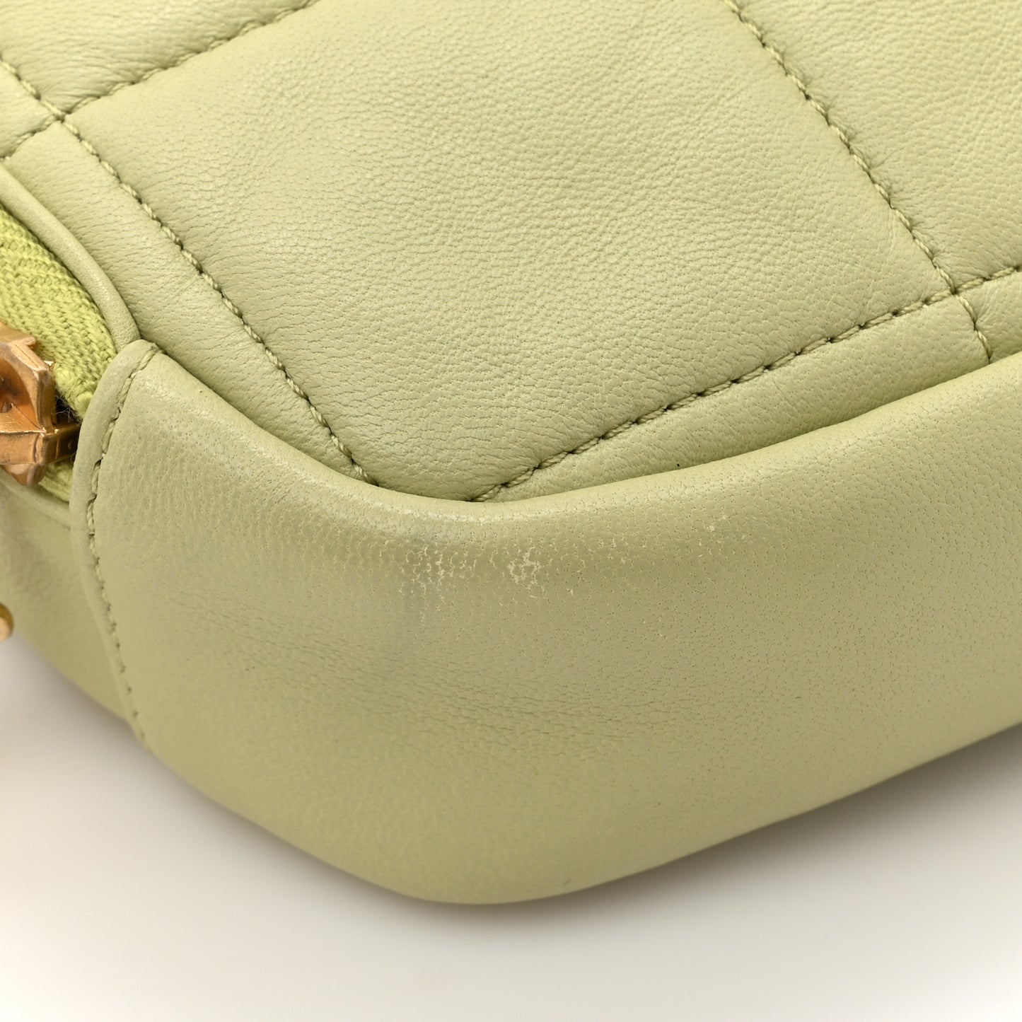 Lambskin Quilted Diamond Clutch With Chain Light Green