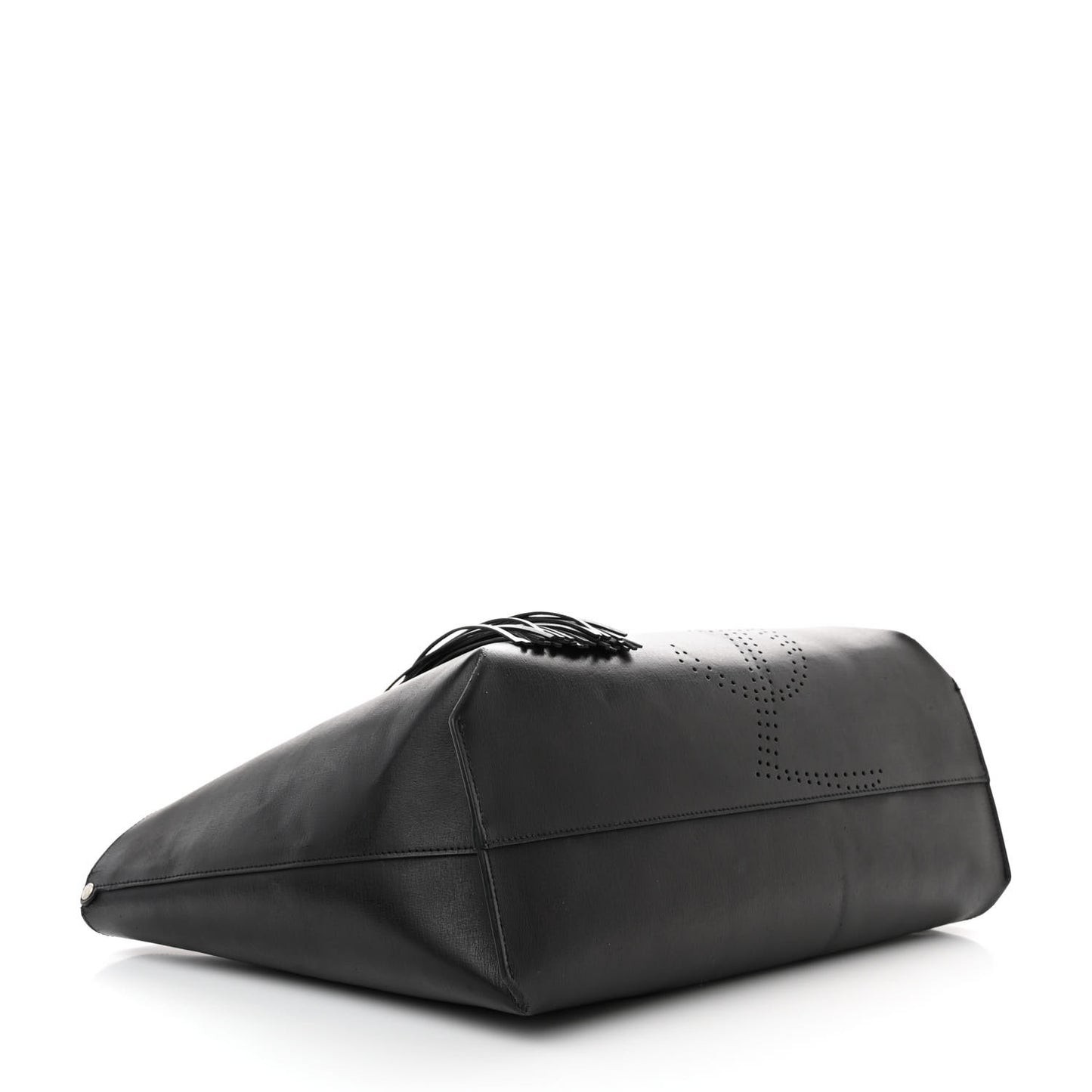 Vintage Calfskin Perforated East West Shopping Tote Black