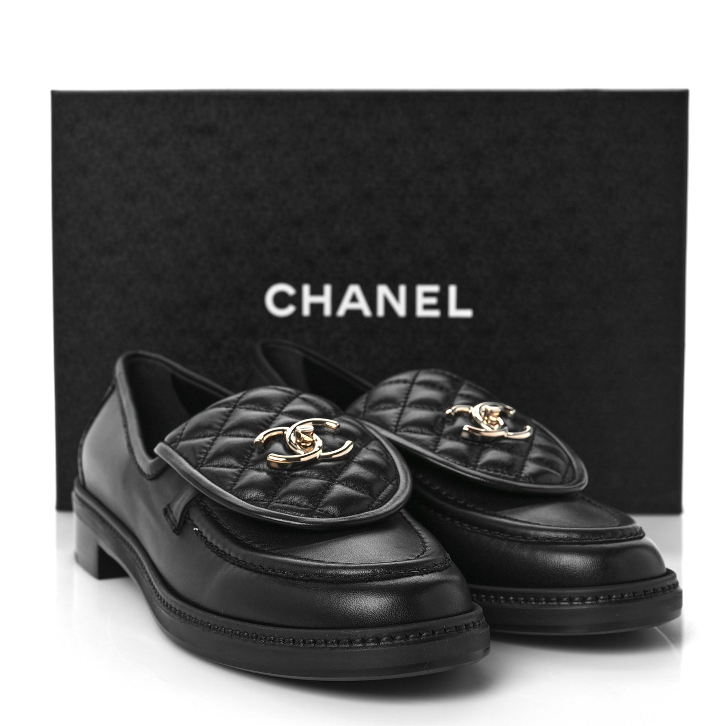 Lambskin Quilted CC Turnlock Loafers 41.5 Black