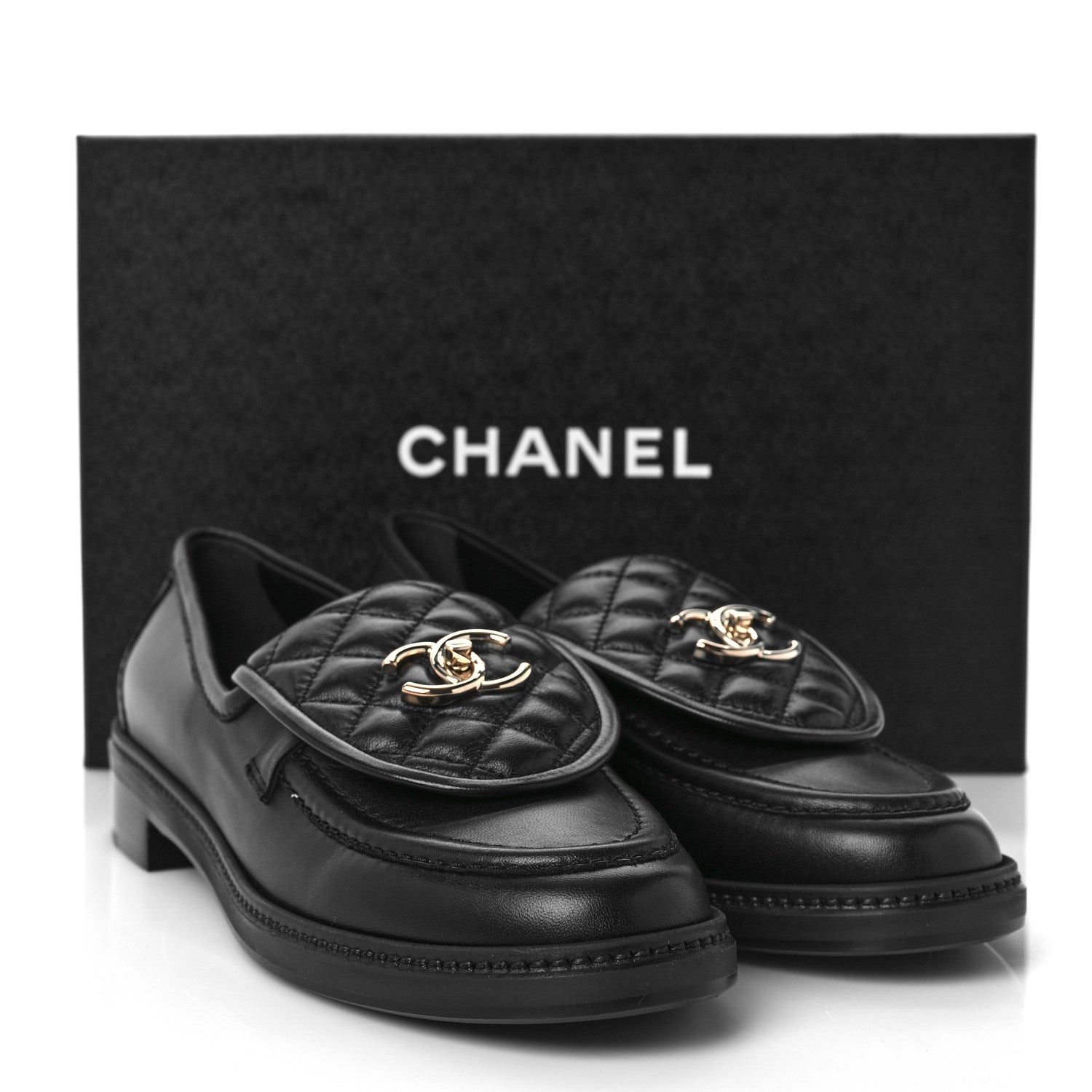 Chanel Lambskin Quilted CC Turnlock Loafers 41.5 Black 9 of 9